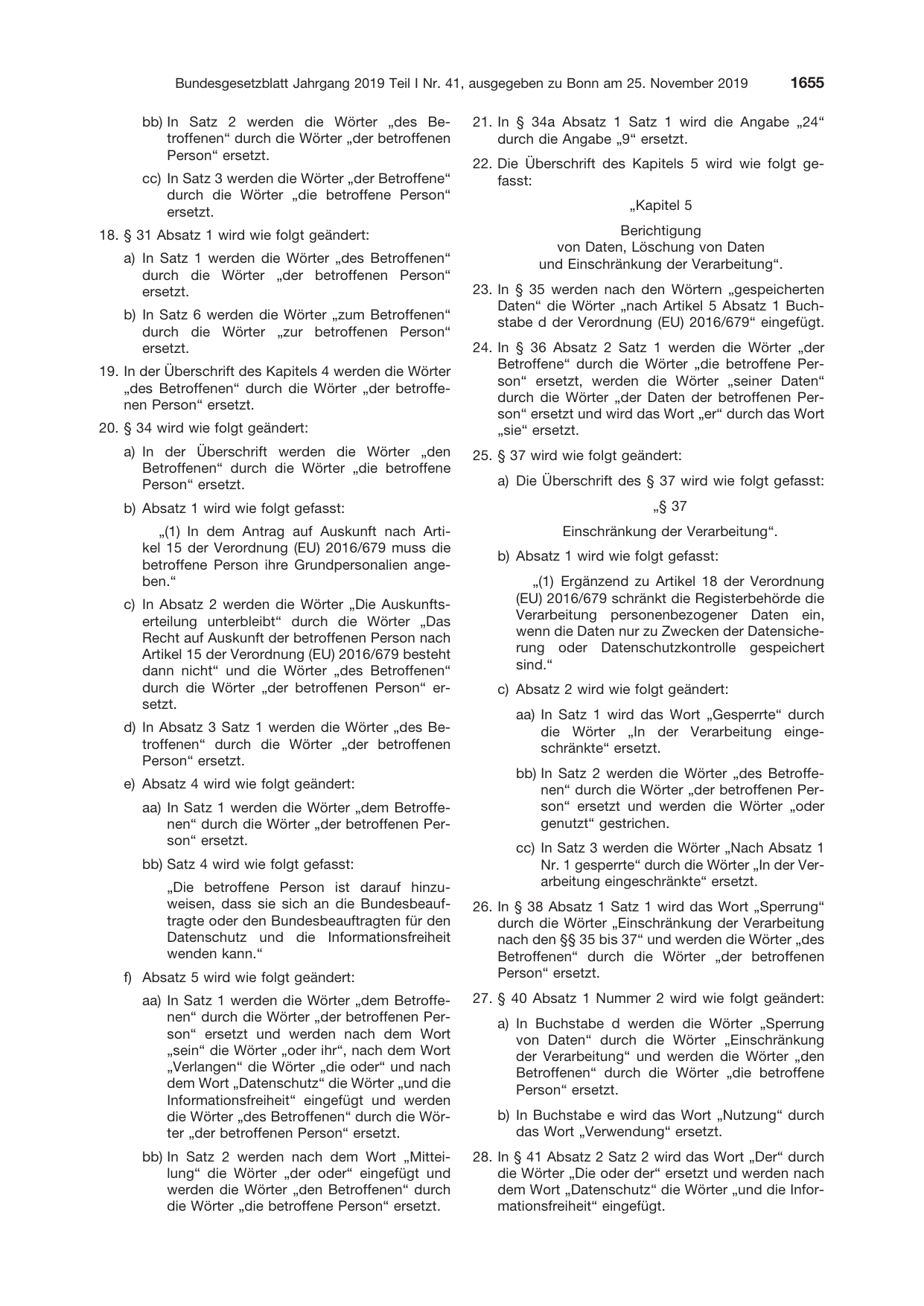 BGBl. 2019, Seite 1655 — Originalseite als Abbildung