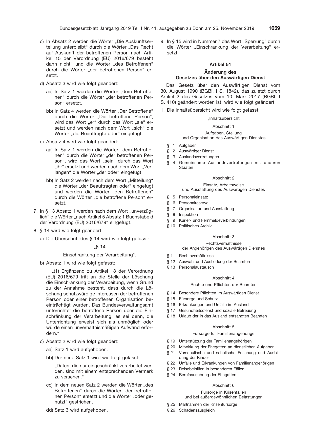 BGBl. 2019, Seite 1659 — Originalseite als Abbildung
