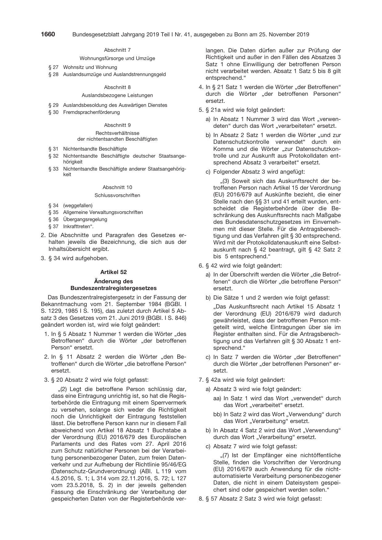 BGBl. 2019, Seite 1660 — Originalseite als Abbildung