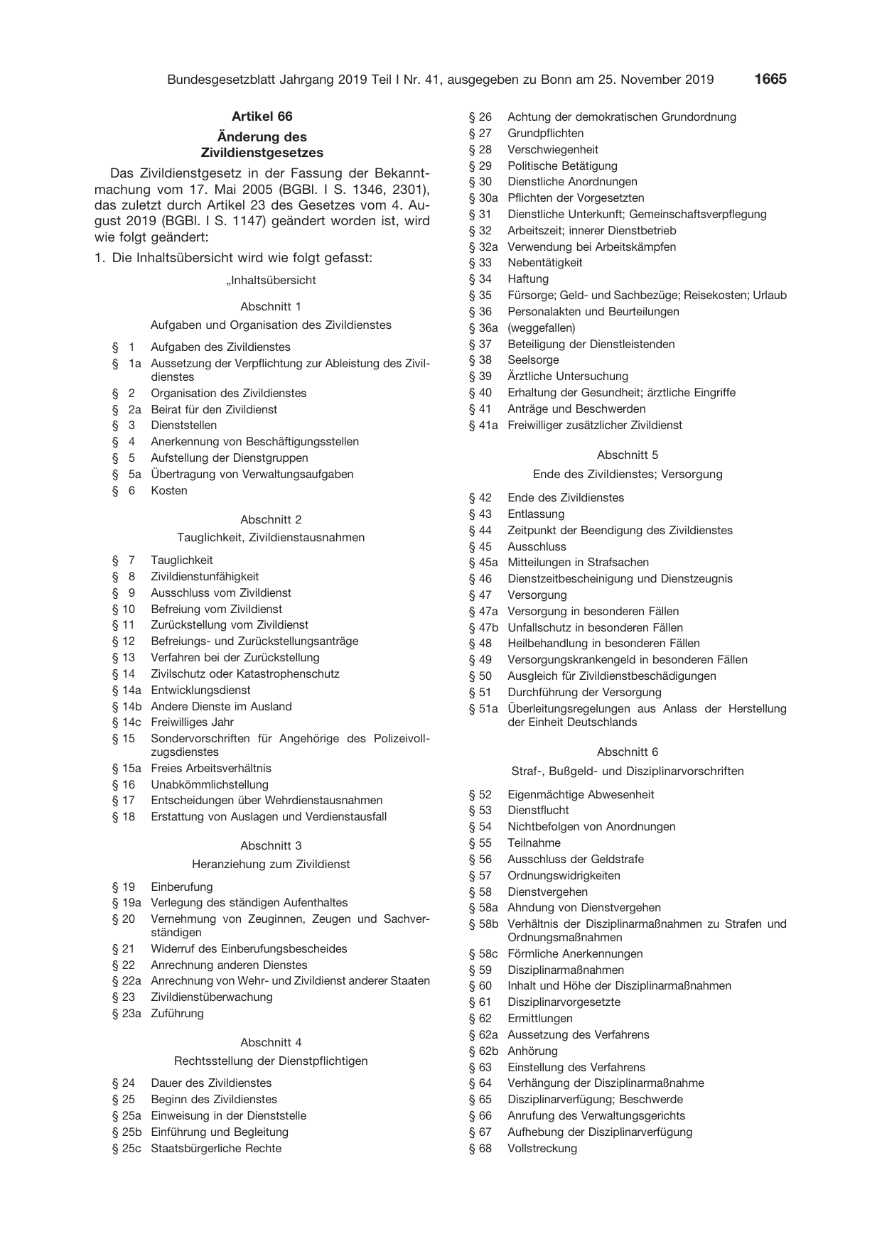BGBl. 2019, Seite 1665 — Originalseite als Abbildung