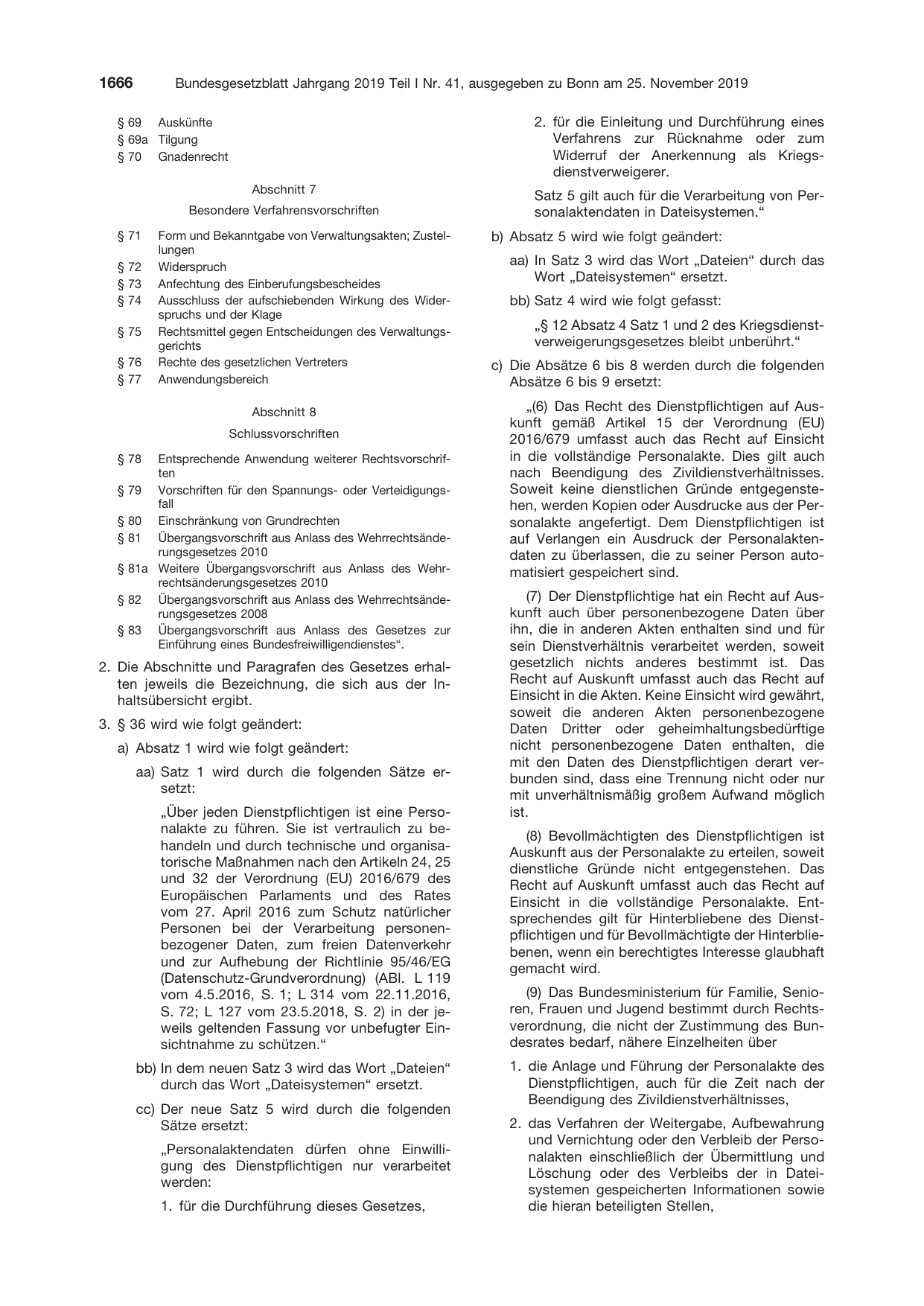 BGBl. 2019, Seite 1666 — Originalseite als Abbildung