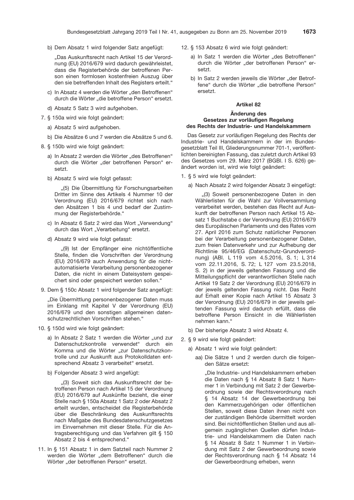 BGBl. 2019, Seite 1673 — Originalseite als Abbildung