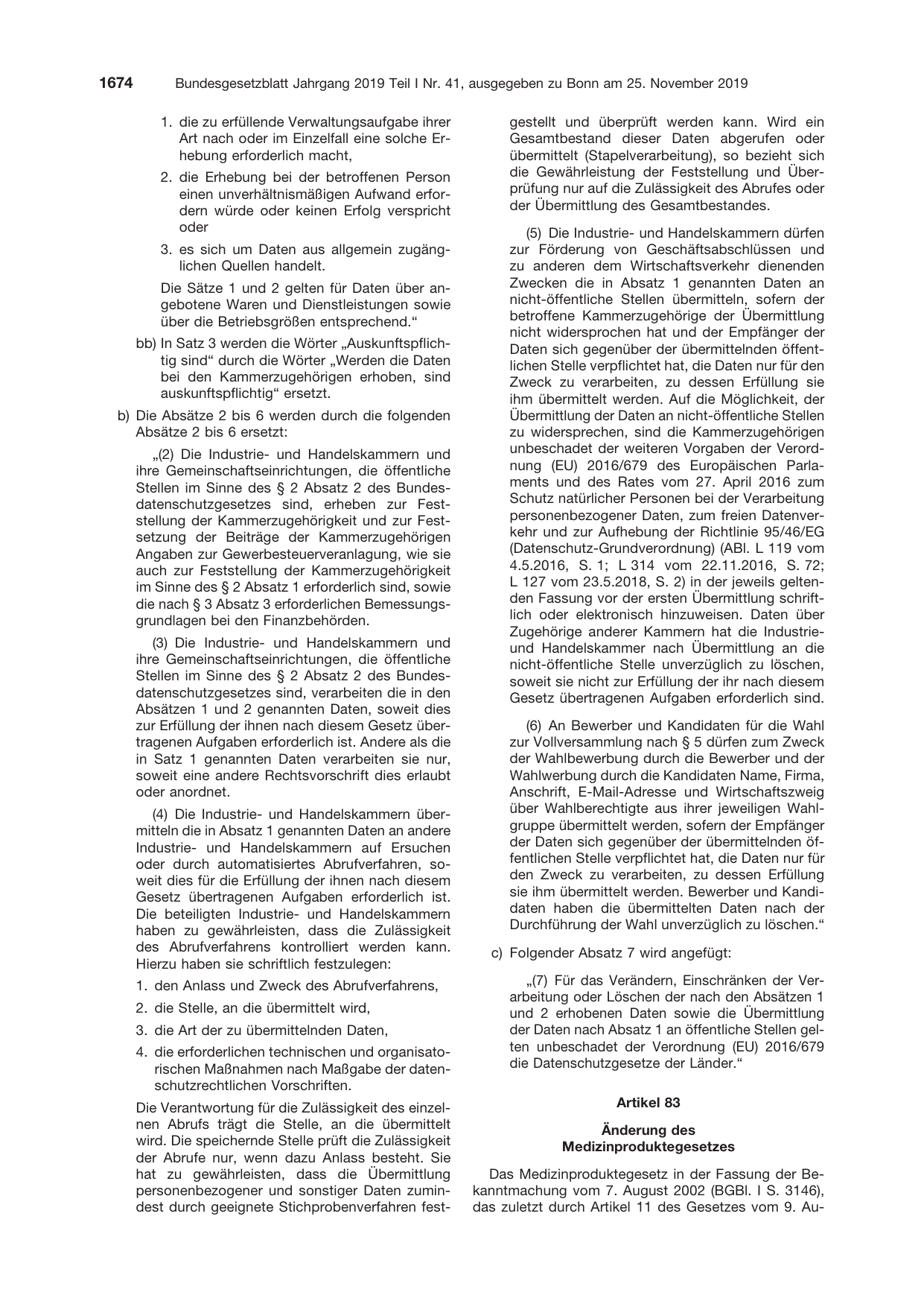 BGBl. 2019, Seite 1674 — Originalseite als Abbildung