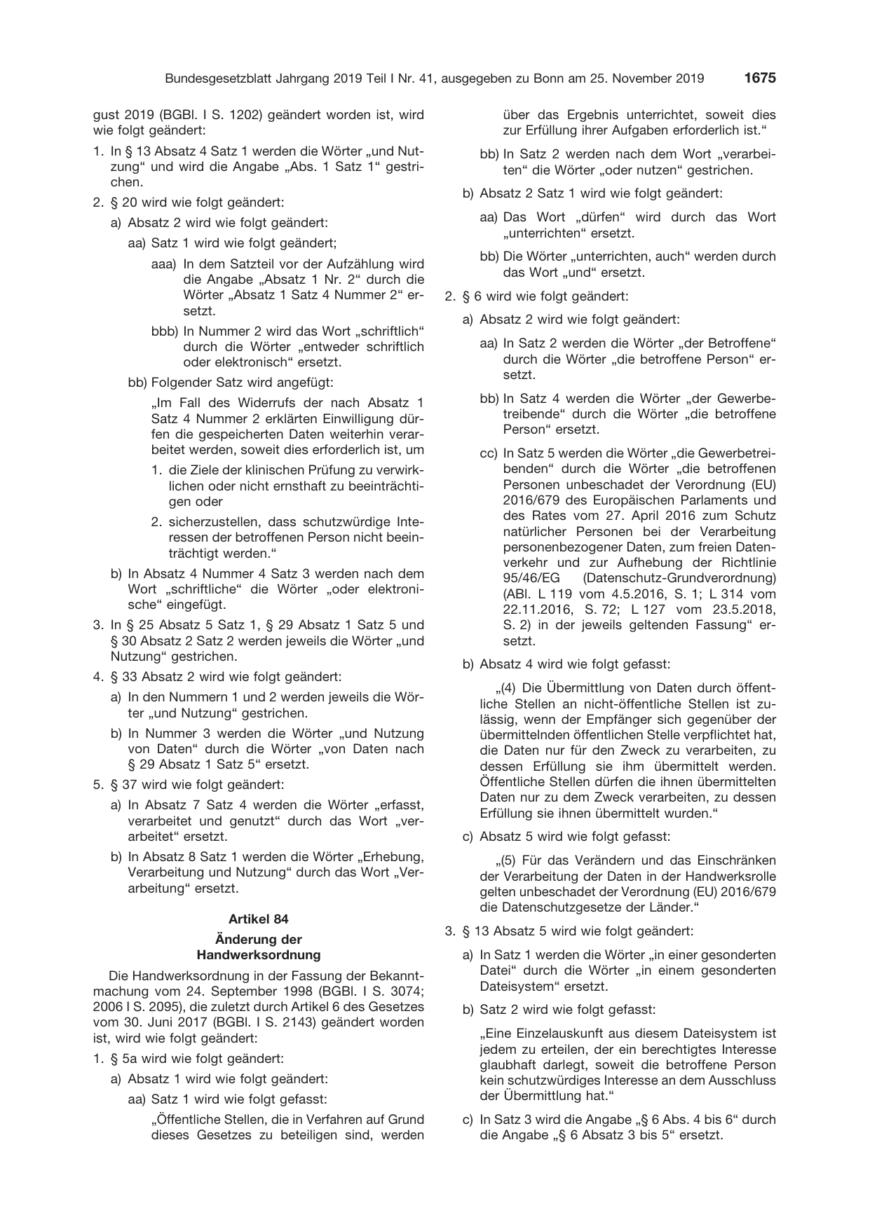BGBl. 2019, Seite 1675 — Originalseite als Abbildung
