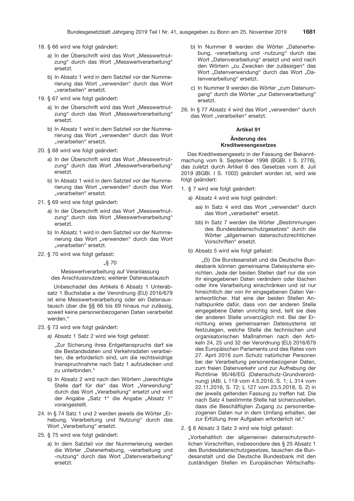 BGBl. 2019, Seite 1681 — Originalseite als Abbildung