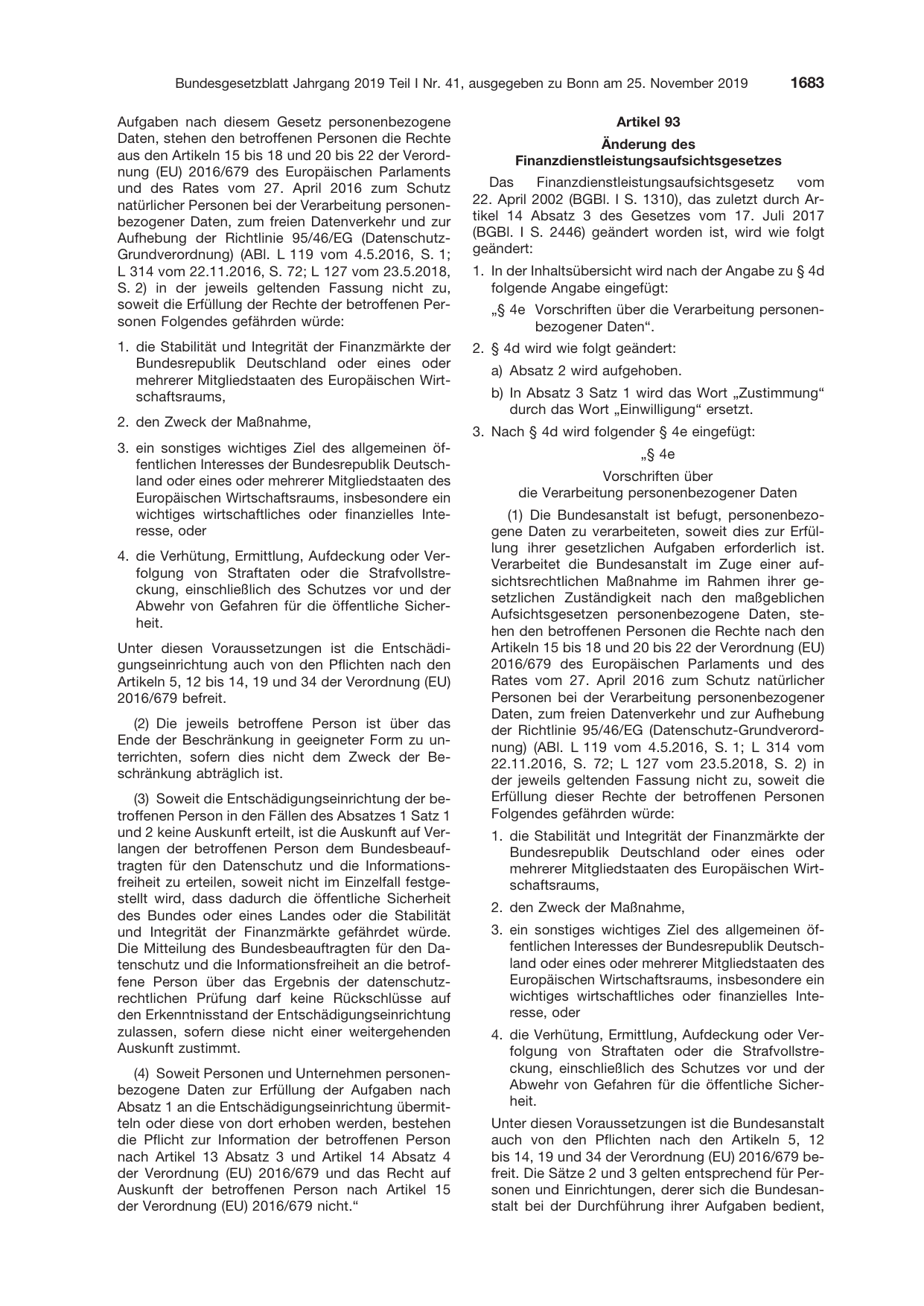 BGBl. 2019, Seite 1683 — Originalseite als Abbildung