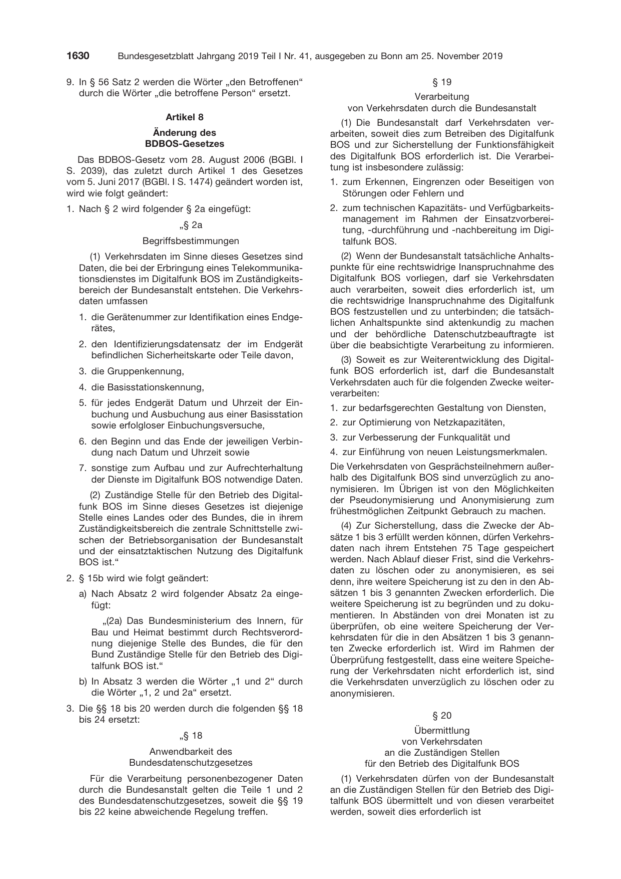 BGBl. 2019, Seite 1630 — Originalseite als Abbildung