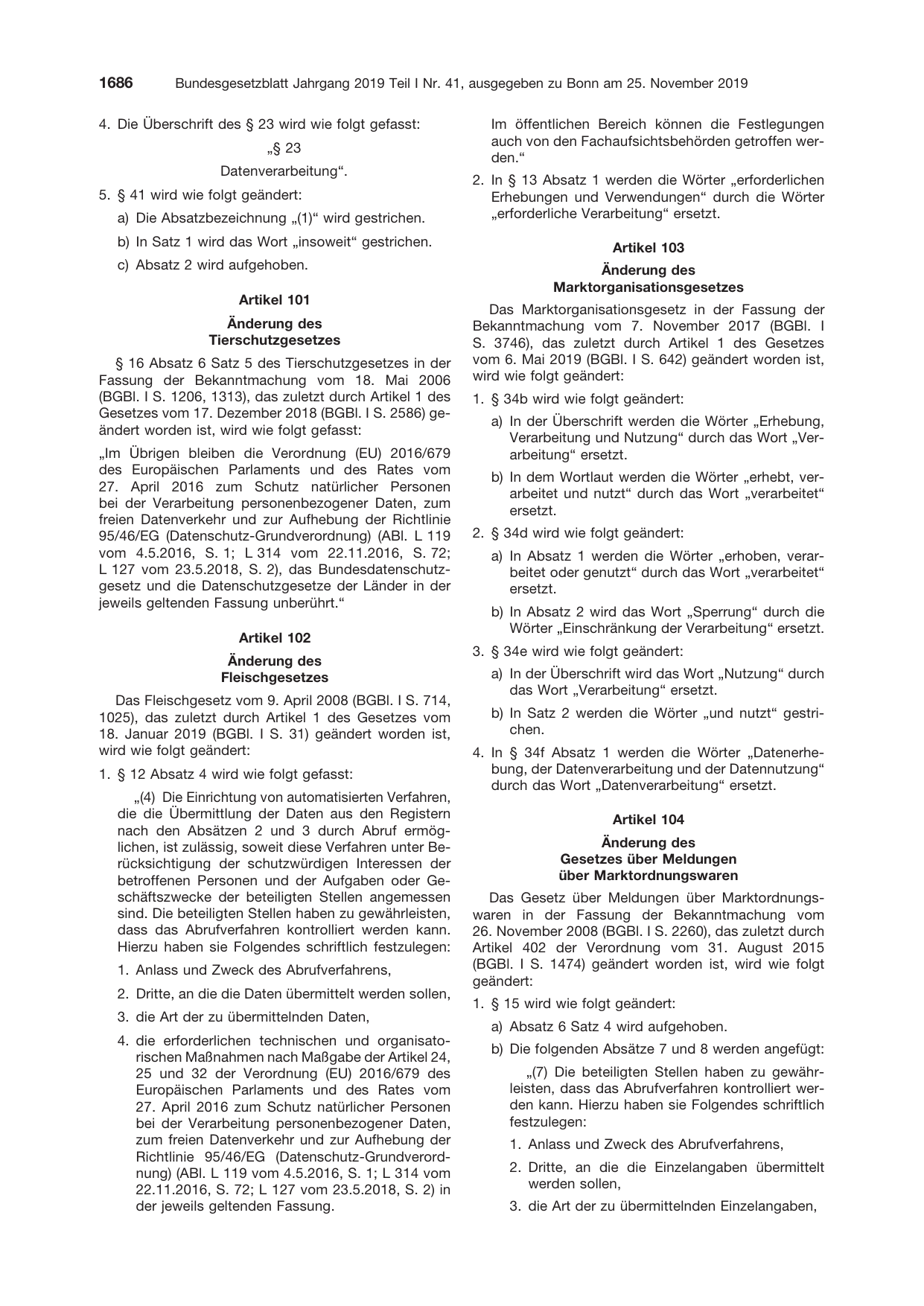 BGBl. 2019, Seite 1686 — Originalseite als Abbildung