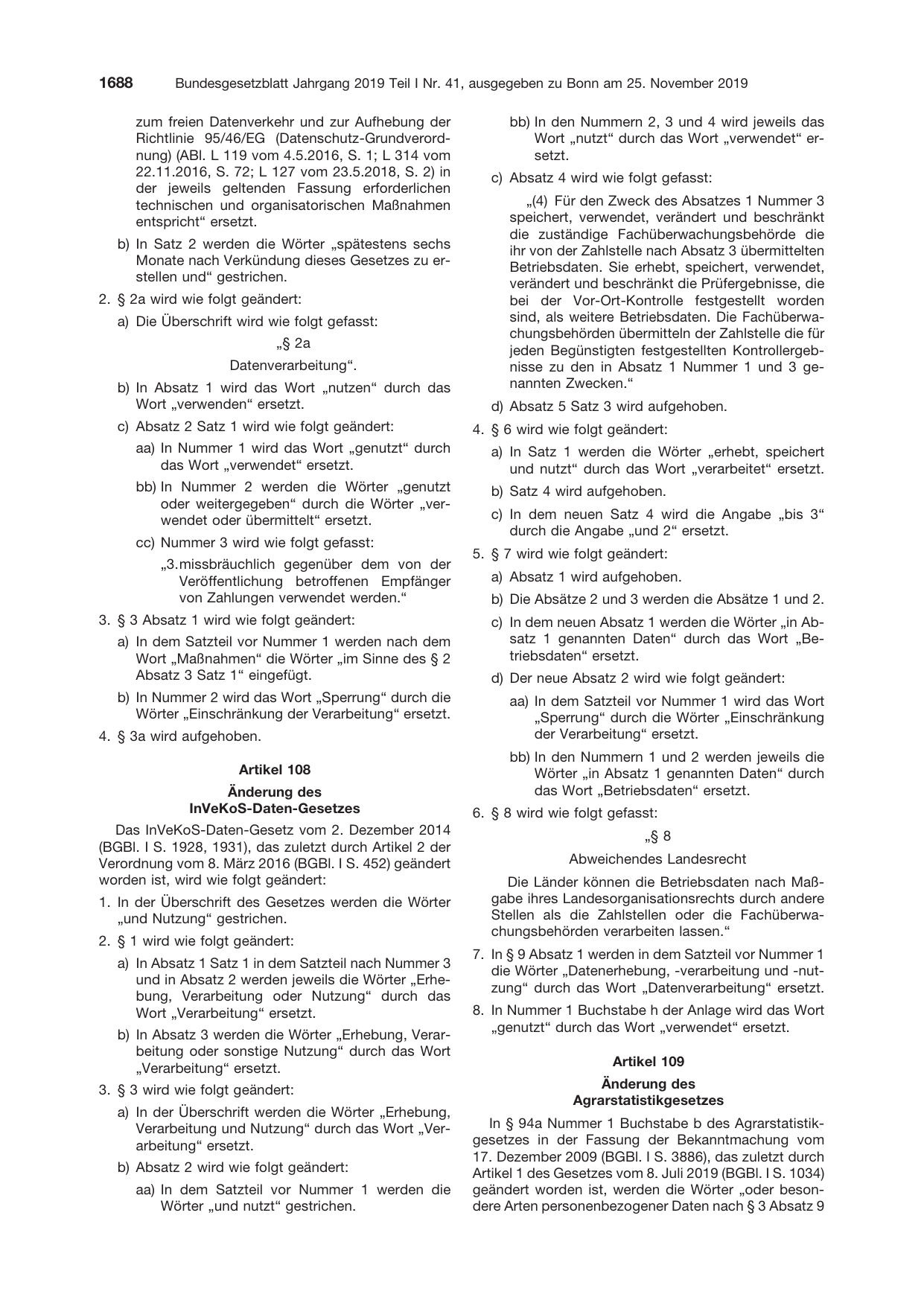 BGBl. 2019, Seite 1688 — Originalseite als Abbildung