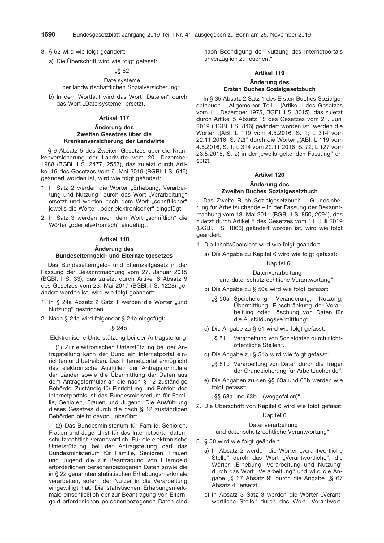 BGBl. 2019, Seite 1690 — Originalseite als Abbildung