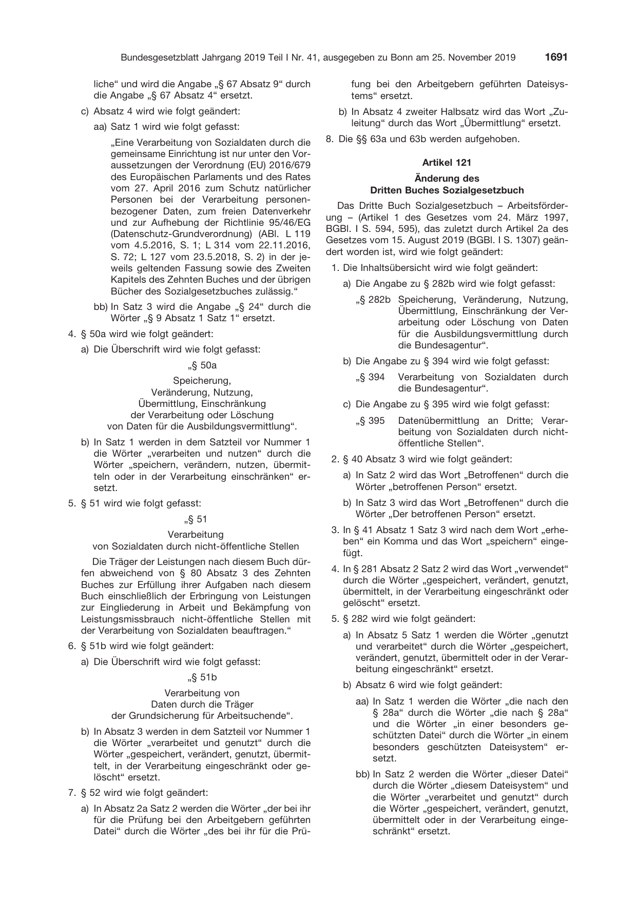 BGBl. 2019, Seite 1691 — Originalseite als Abbildung