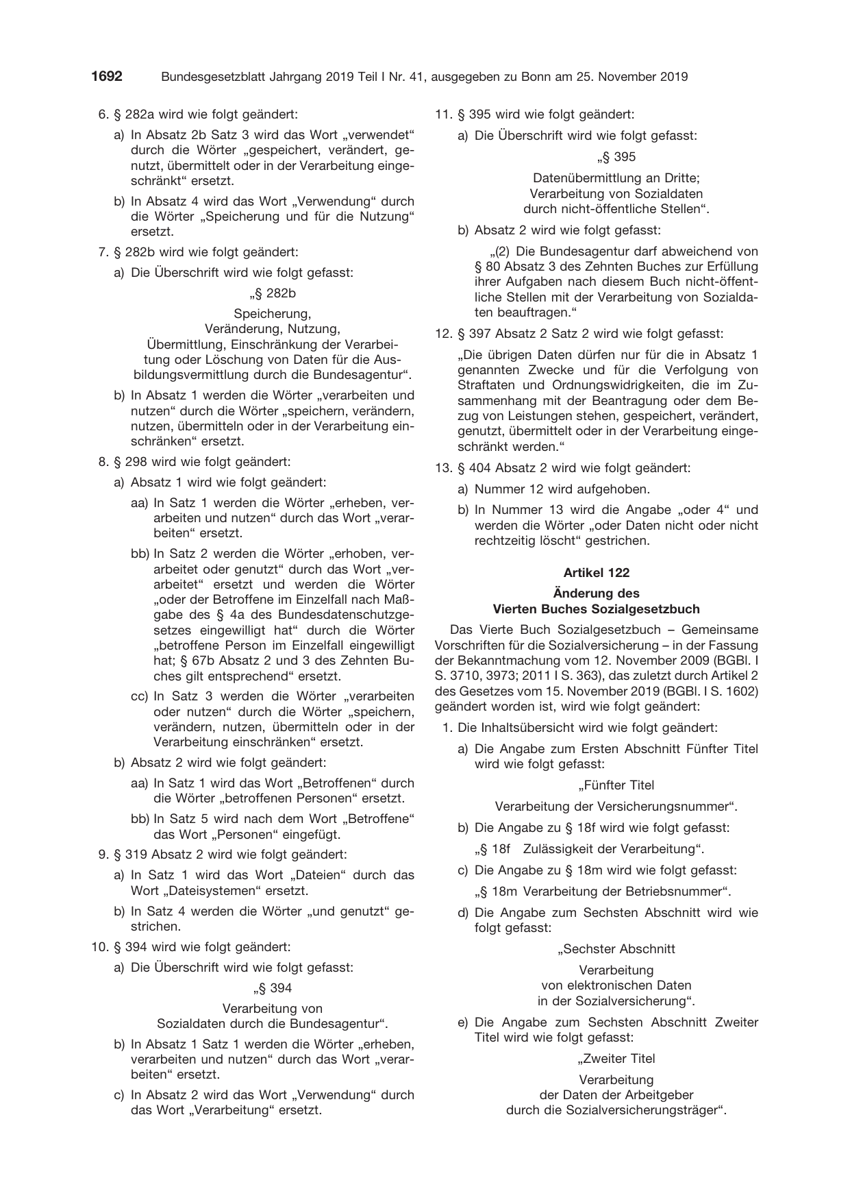 BGBl. 2019, Seite 1692 — Originalseite als Abbildung
