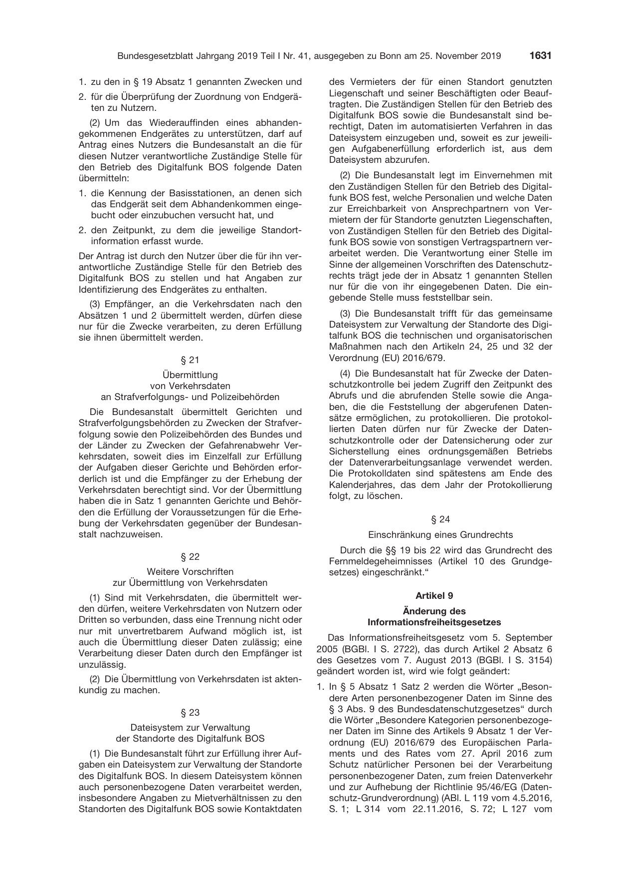 BGBl. 2019, Seite 1631 — Originalseite als Abbildung