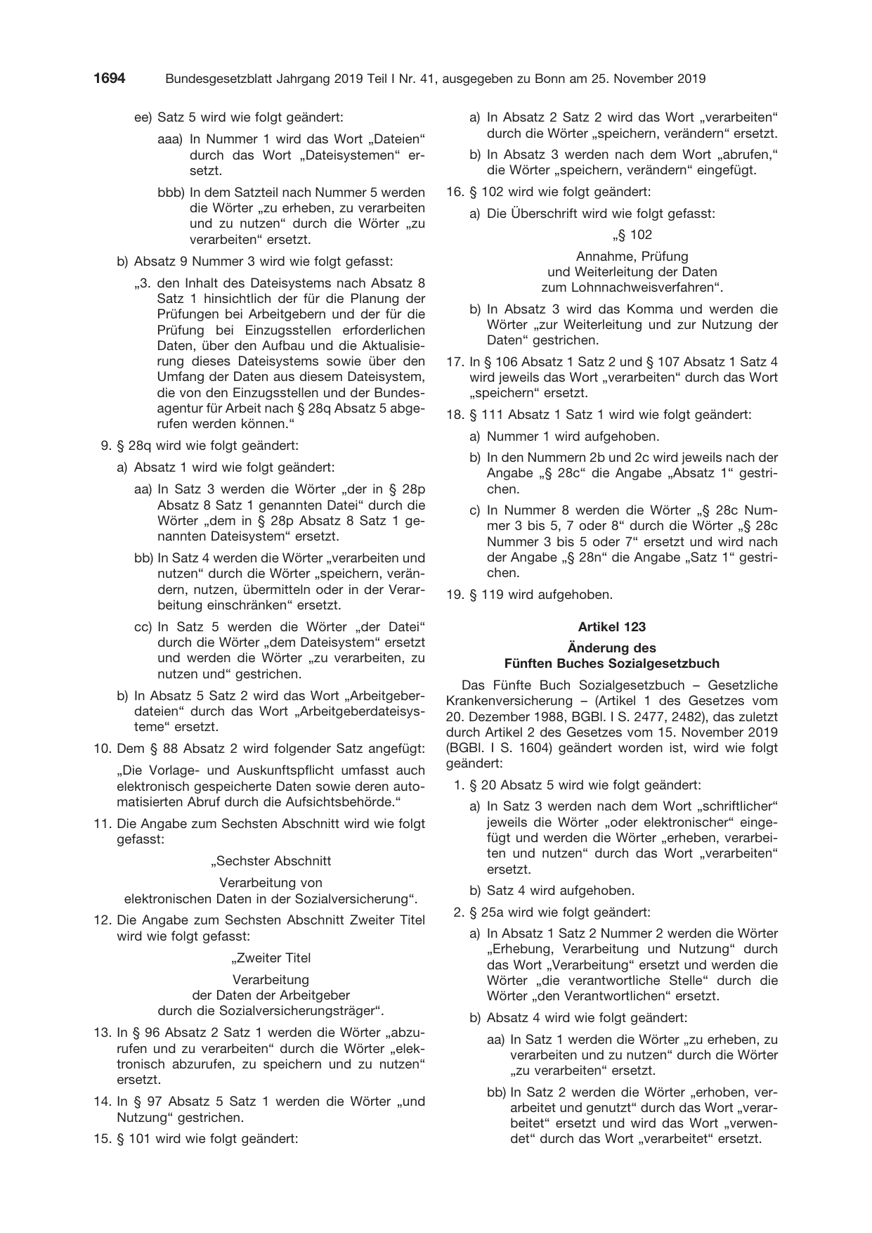 BGBl. 2019, Seite 1694 — Originalseite als Abbildung