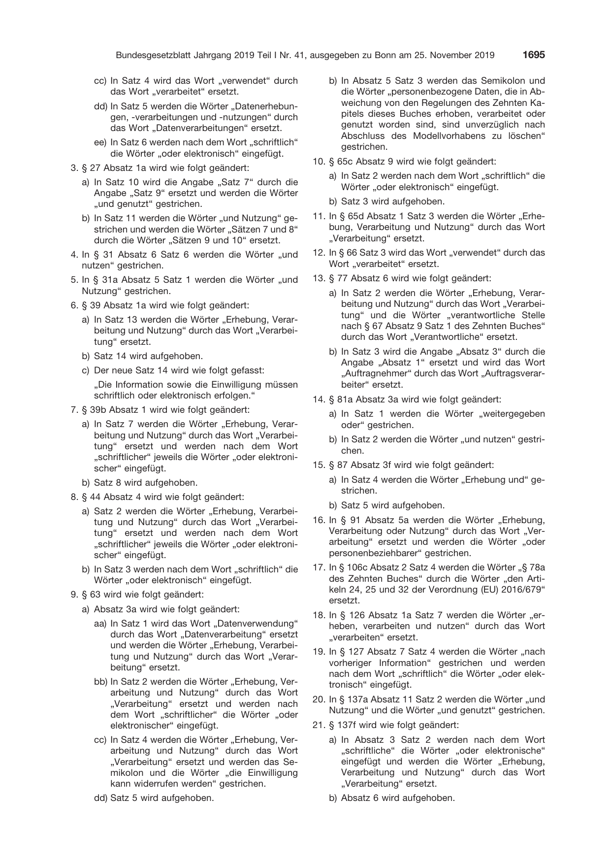 BGBl. 2019, Seite 1695 — Originalseite als Abbildung