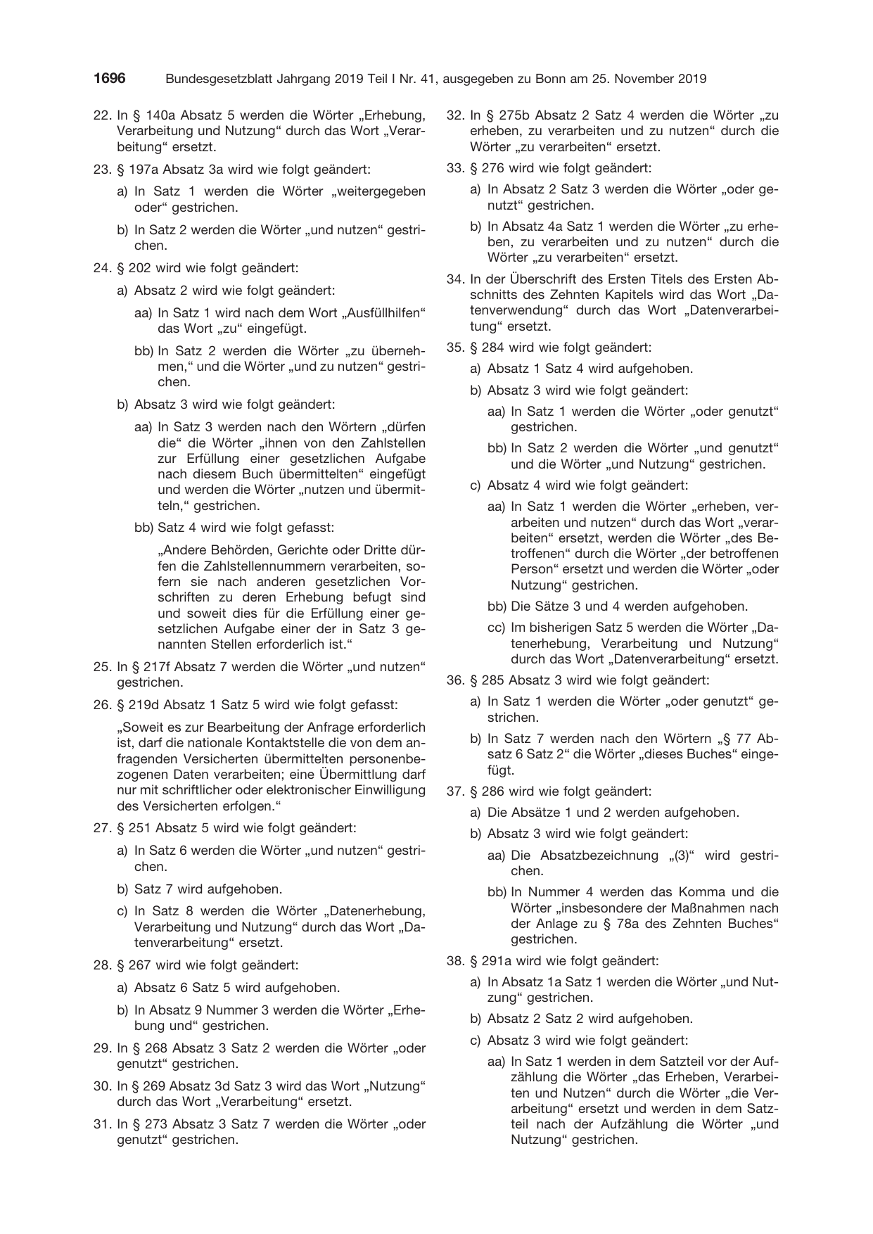 BGBl. 2019, Seite 1696 — Originalseite als Abbildung