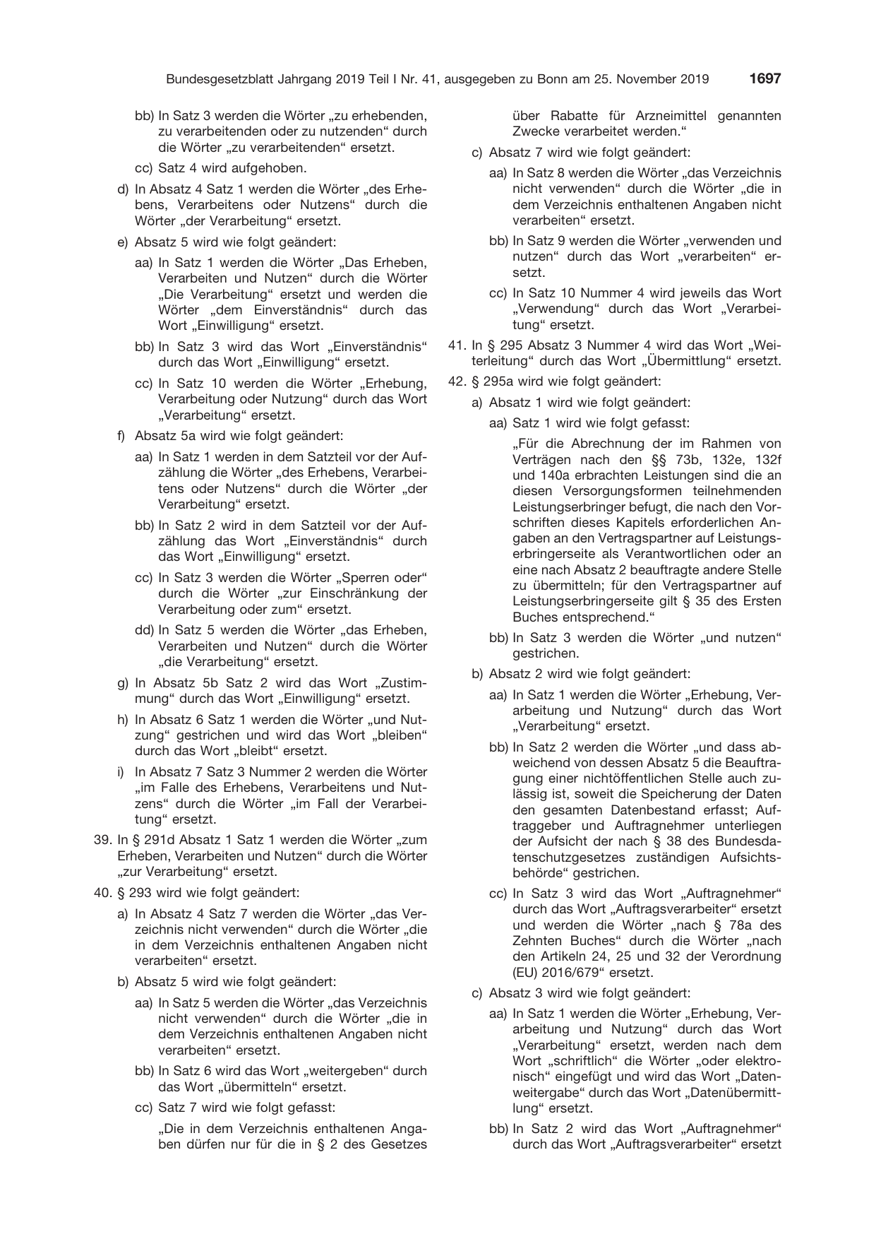 BGBl. 2019, Seite 1697 — Originalseite als Abbildung