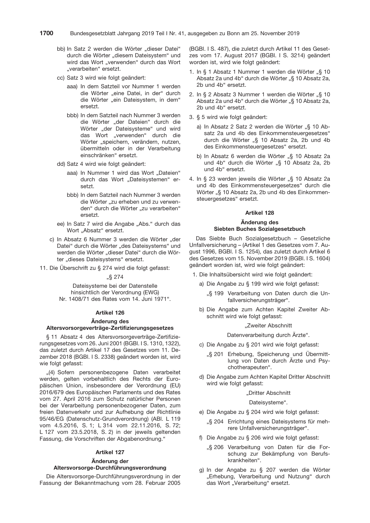 BGBl. 2019, Seite 1700 — Originalseite als Abbildung