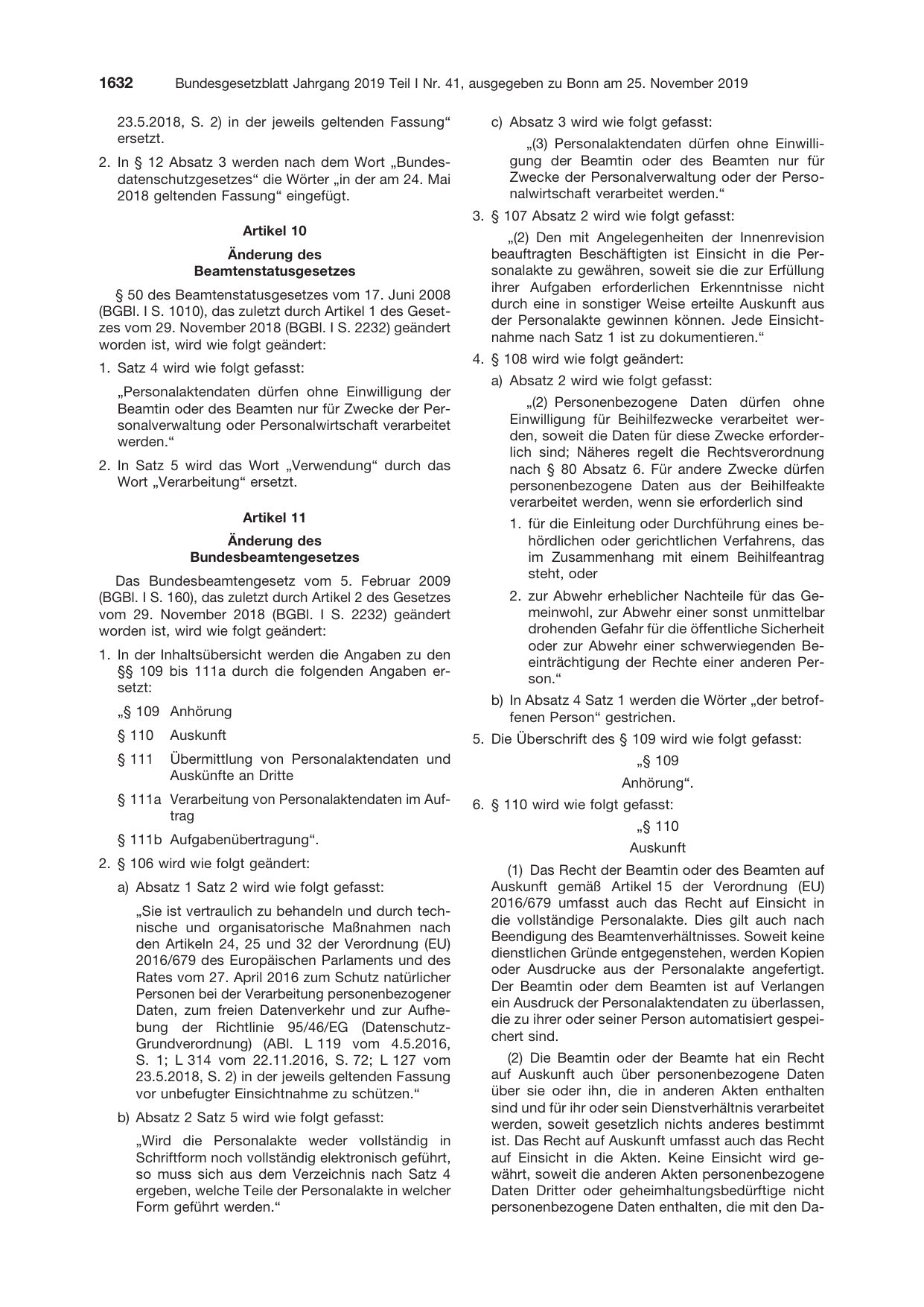BGBl. 2019, Seite 1632 — Originalseite als Abbildung