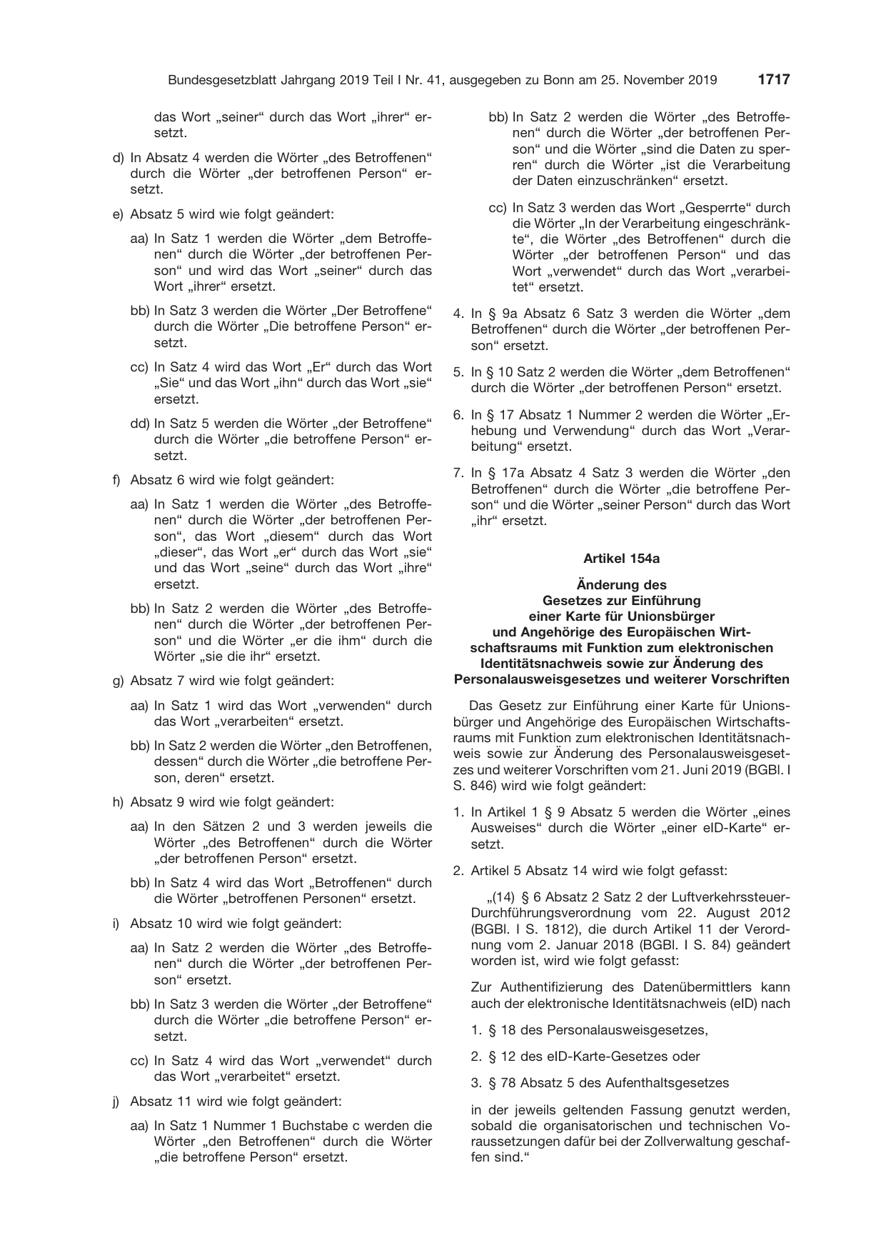 BGBl. 2019, Seite 1717 — Originalseite als Abbildung