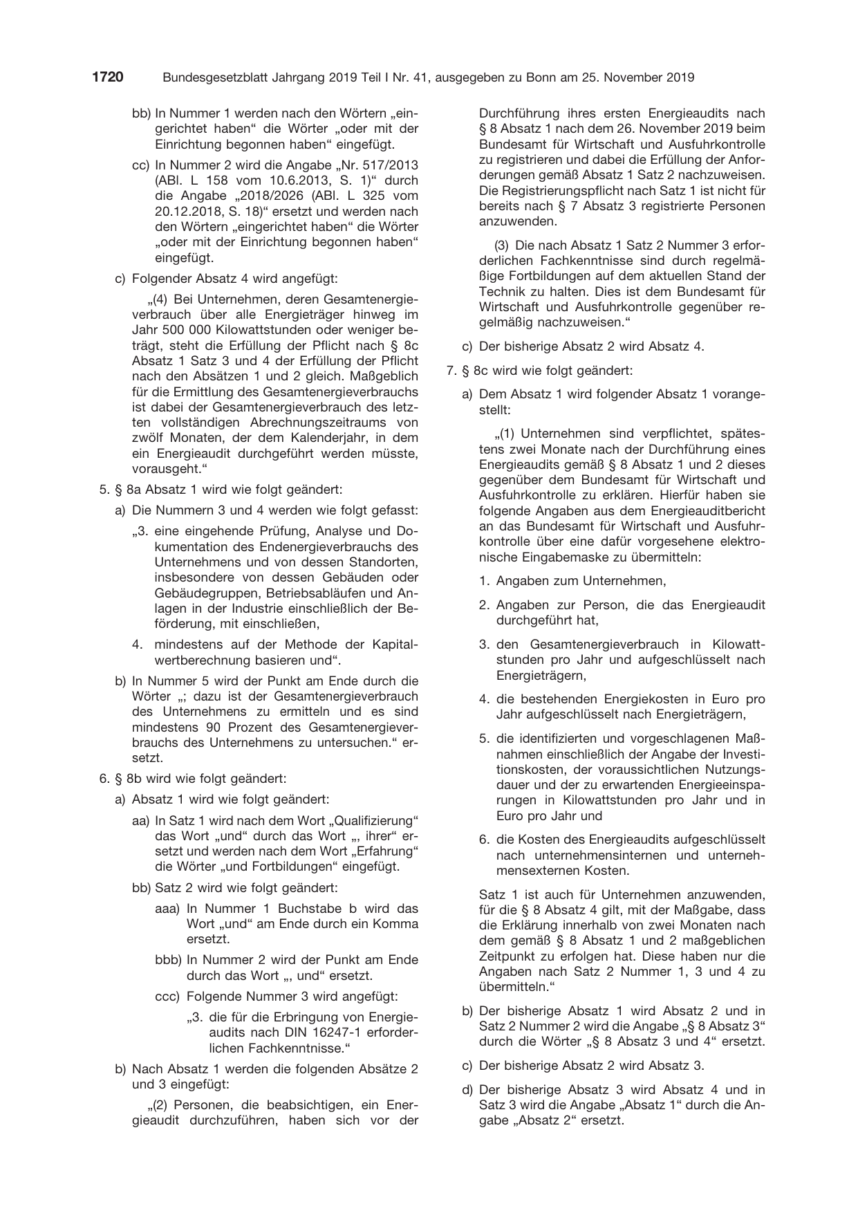 BGBl. 2019, Seite 1720 — Originalseite als Abbildung