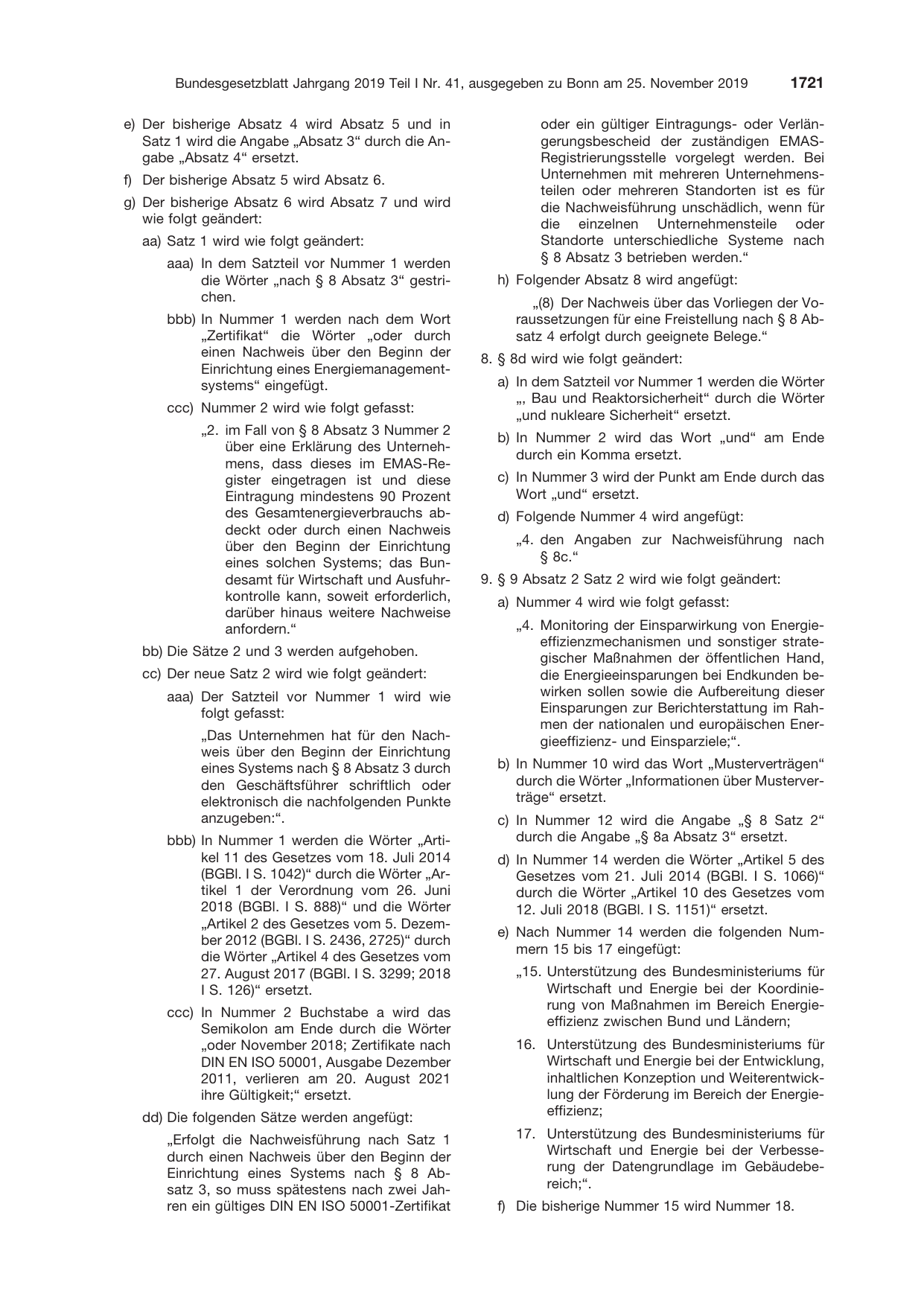 BGBl. 2019, Seite 1721 — Originalseite als Abbildung