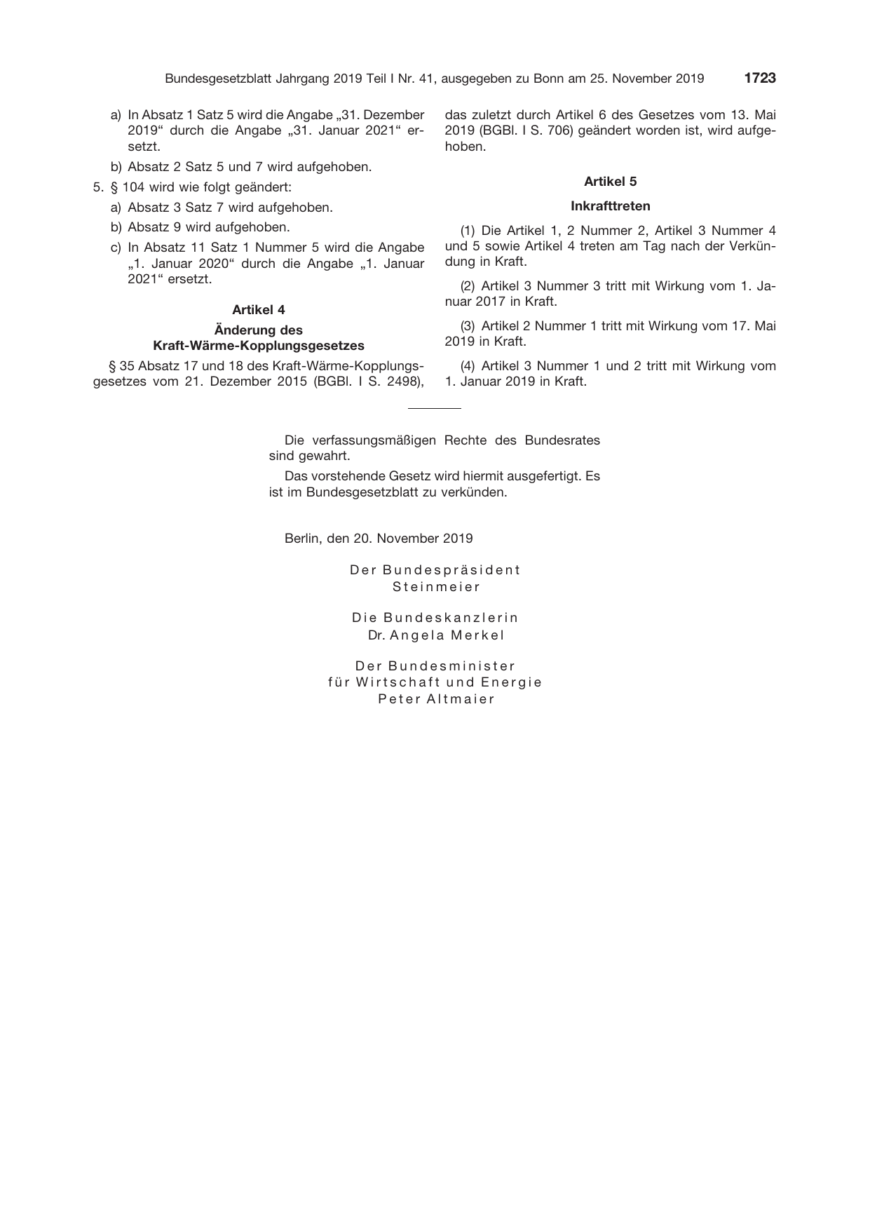 BGBl. 2019, Seite 1723 — Originalseite als Abbildung