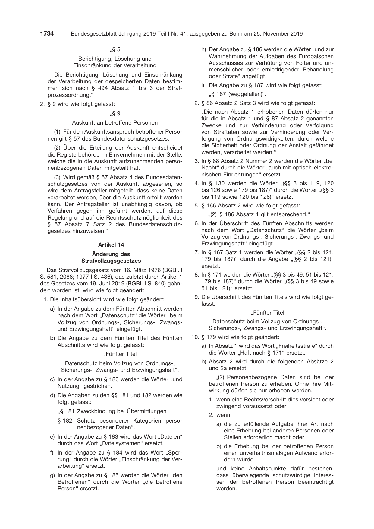 BGBl. 2019, Seite 1734 — Originalseite als Abbildung