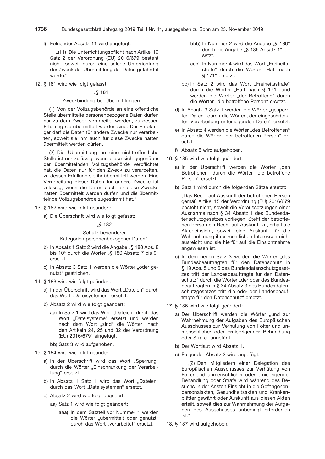 BGBl. 2019, Seite 1736 — Originalseite als Abbildung
