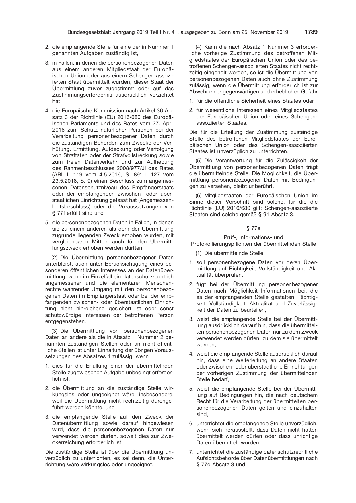 BGBl. 2019, Seite 1739 — Originalseite als Abbildung