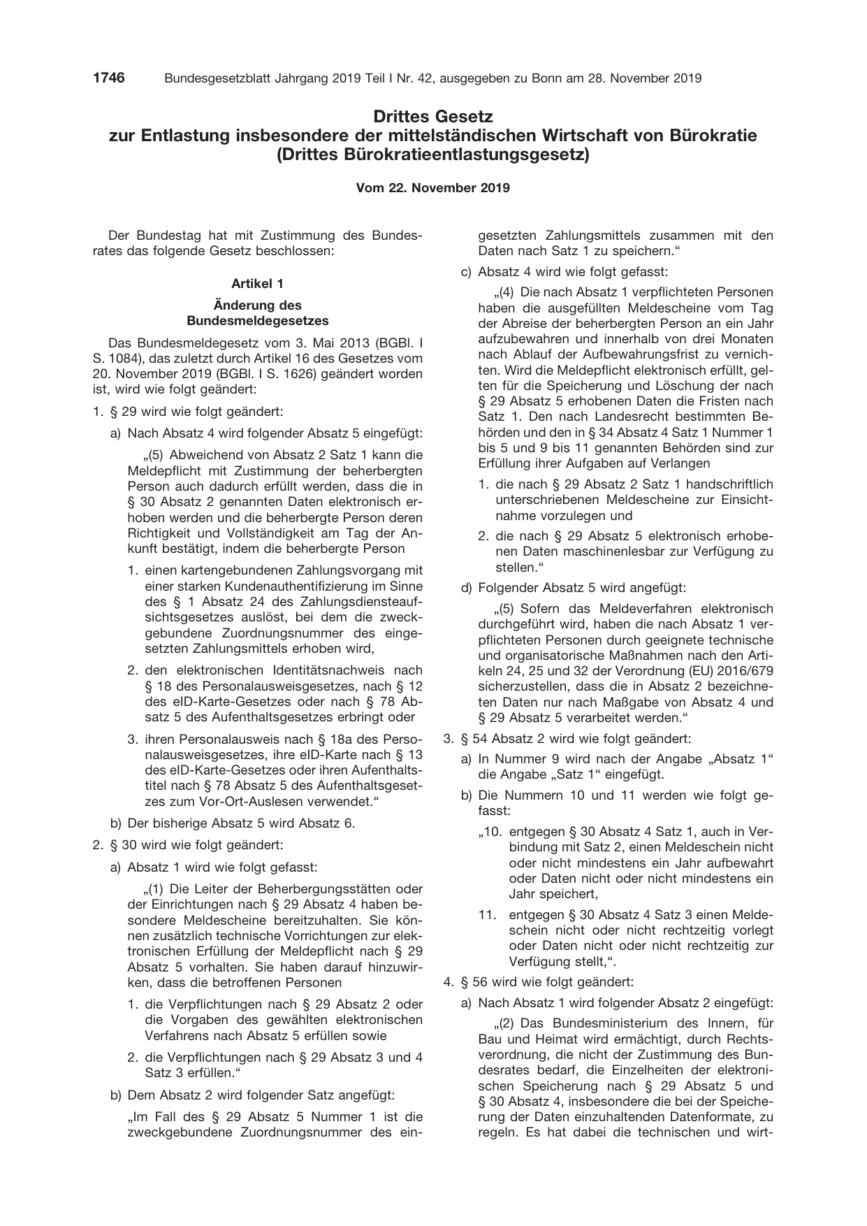 BGBl. 2019, Seite 1746 — Originalseite als Abbildung