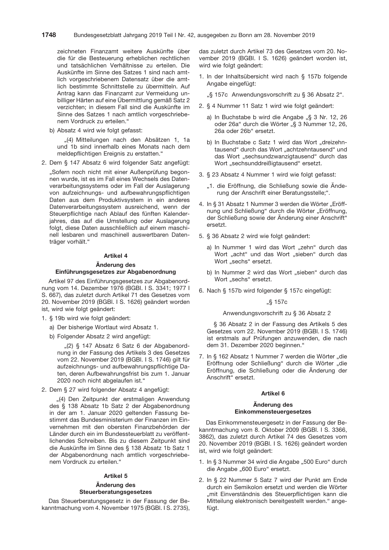 BGBl. 2019, Seite 1748 — Originalseite als Abbildung