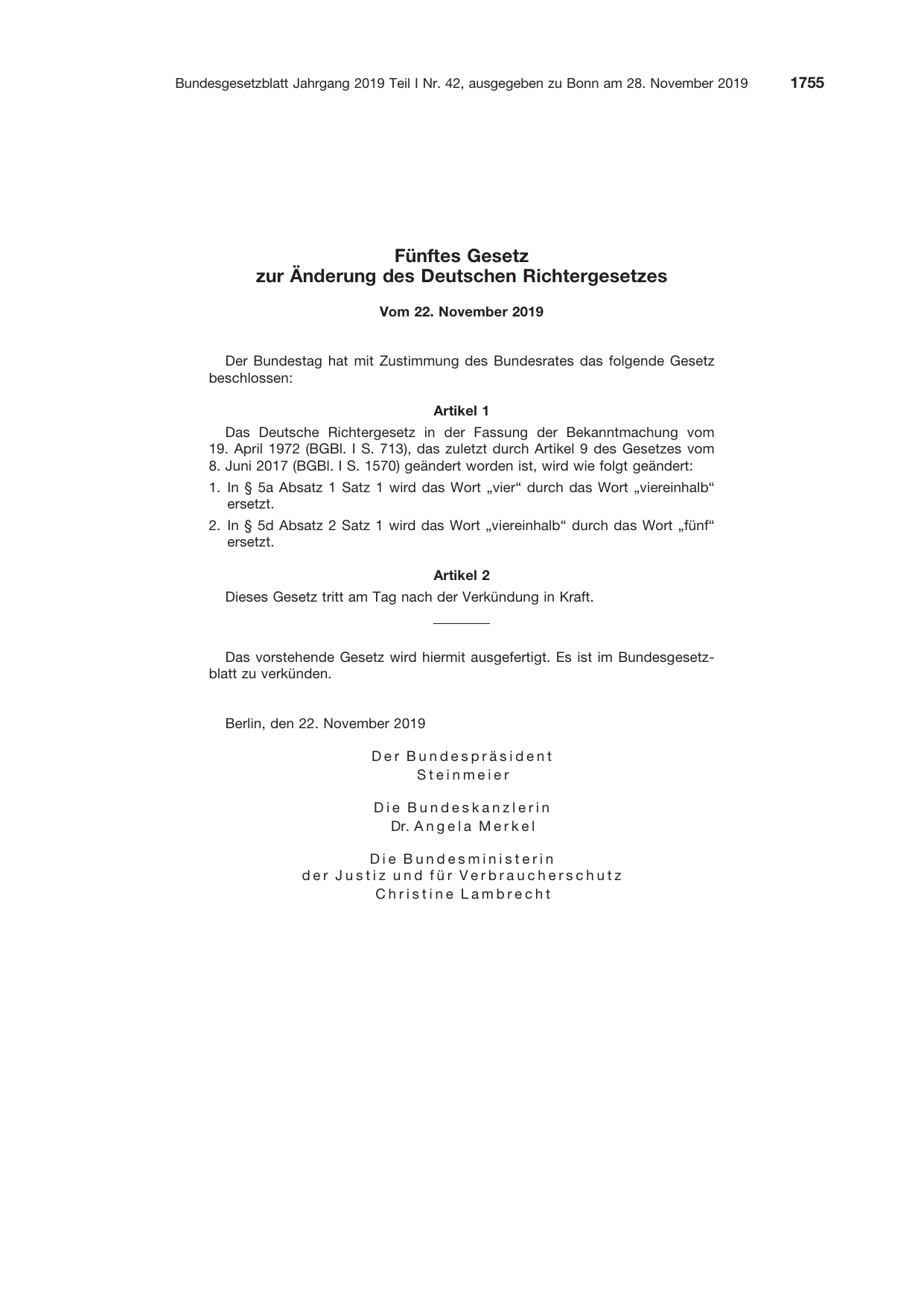 BGBl. 2019, Seite 1755 — Originalseite als Abbildung
