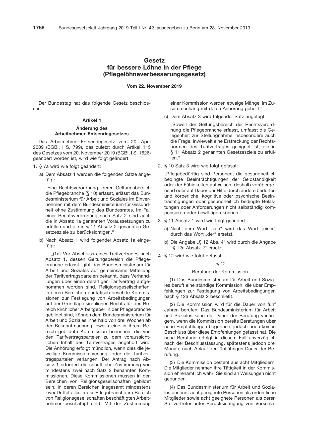 BGBl. 2019, Seite 1756 — Originalseite als Abbildung