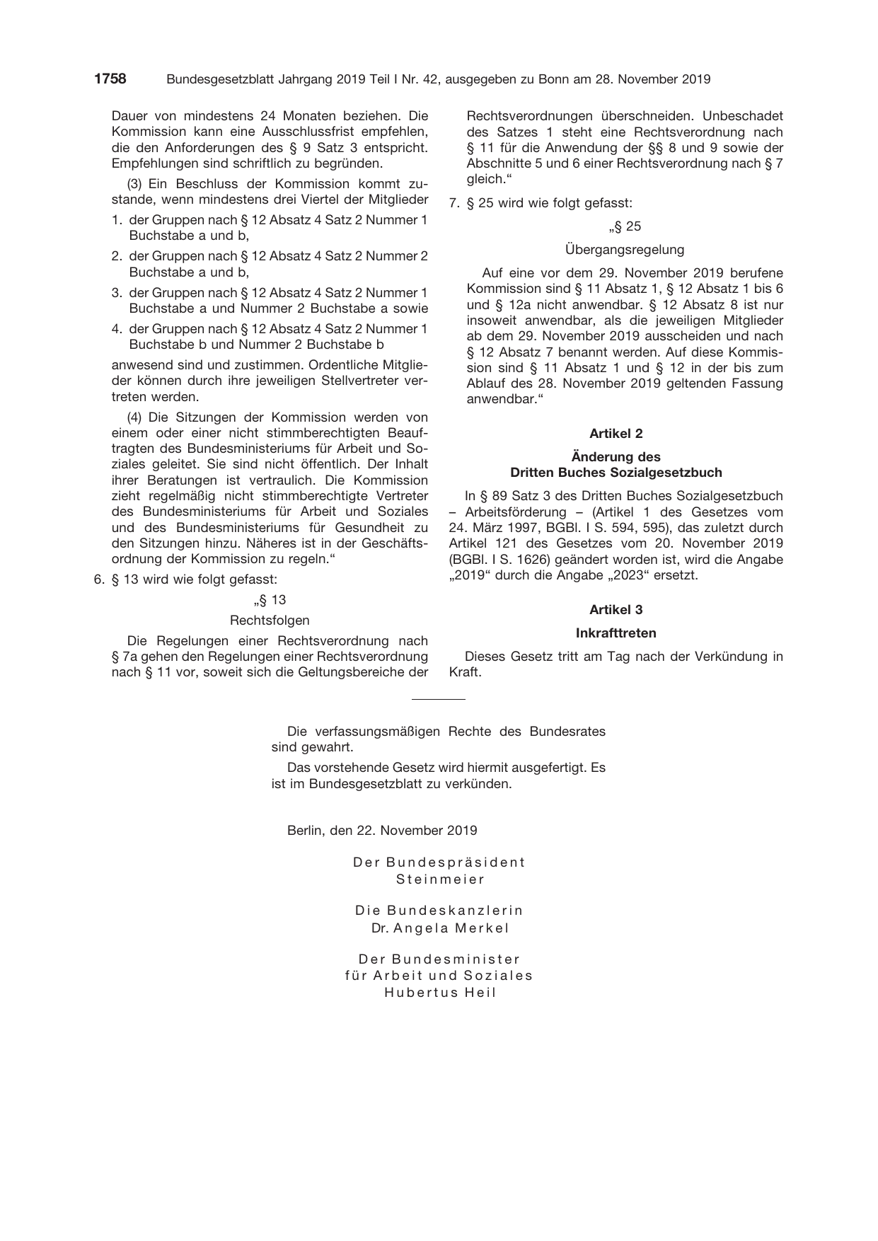 BGBl. 2019, Seite 1758 — Originalseite als Abbildung