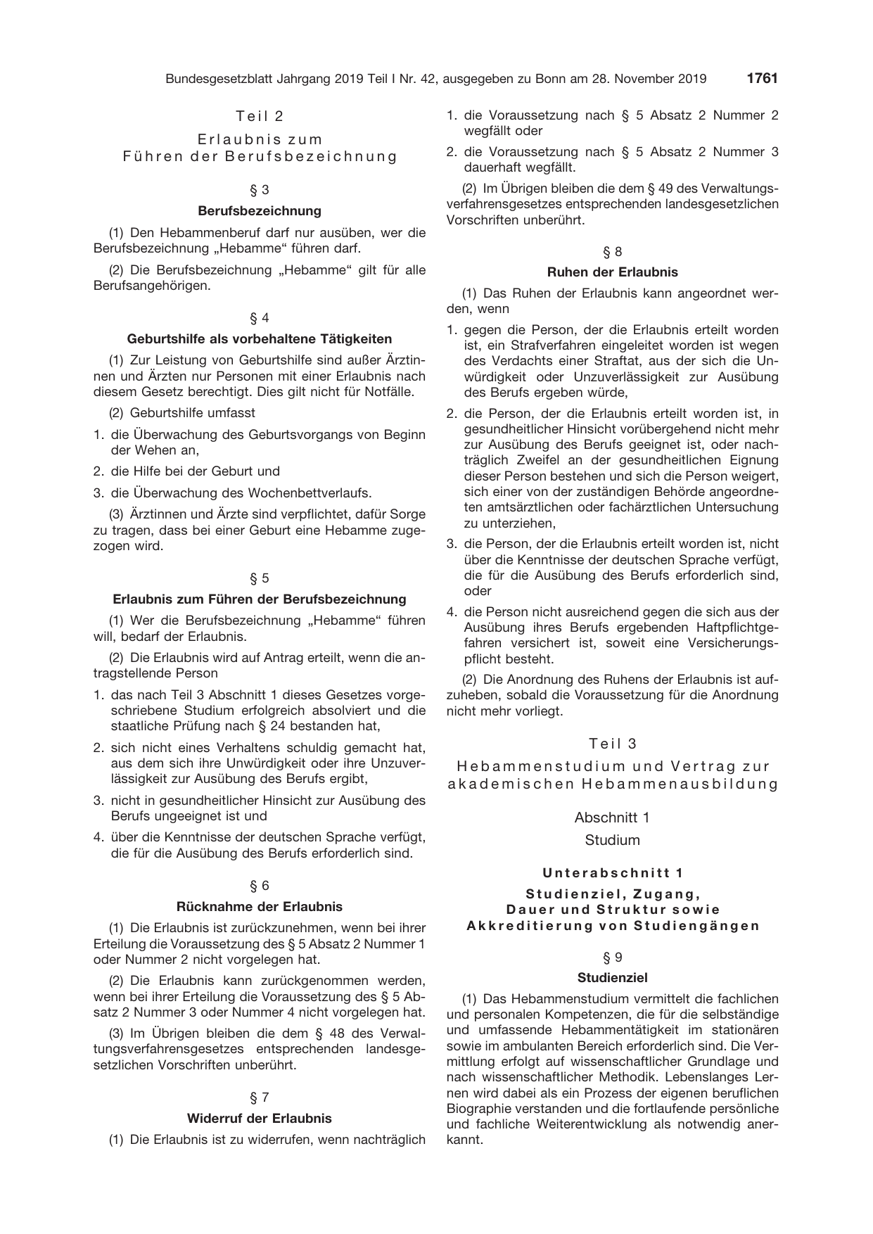 BGBl. 2019, Seite 1761 — Originalseite als Abbildung