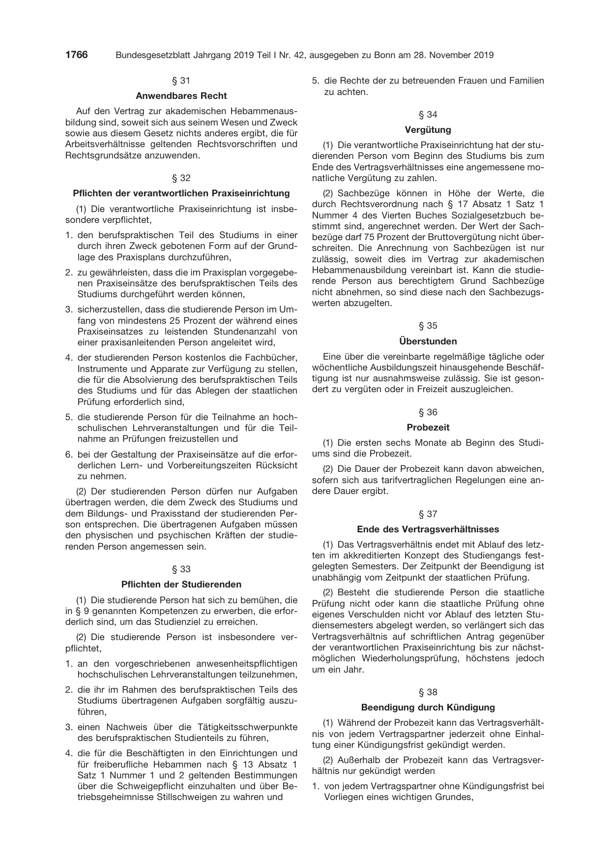 BGBl. 2019, Seite 1766 — Originalseite als Abbildung