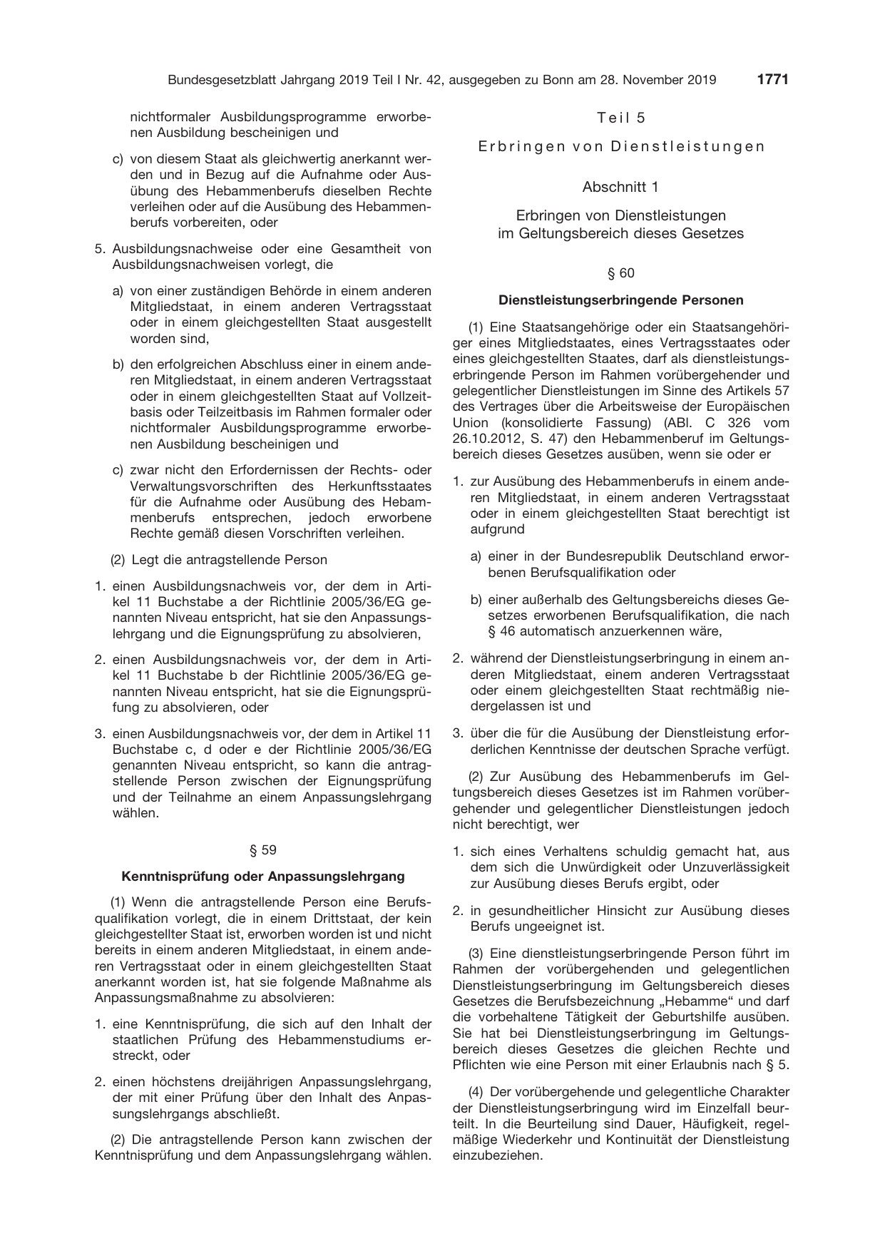 BGBl. 2019, Seite 1771 — Originalseite als Abbildung