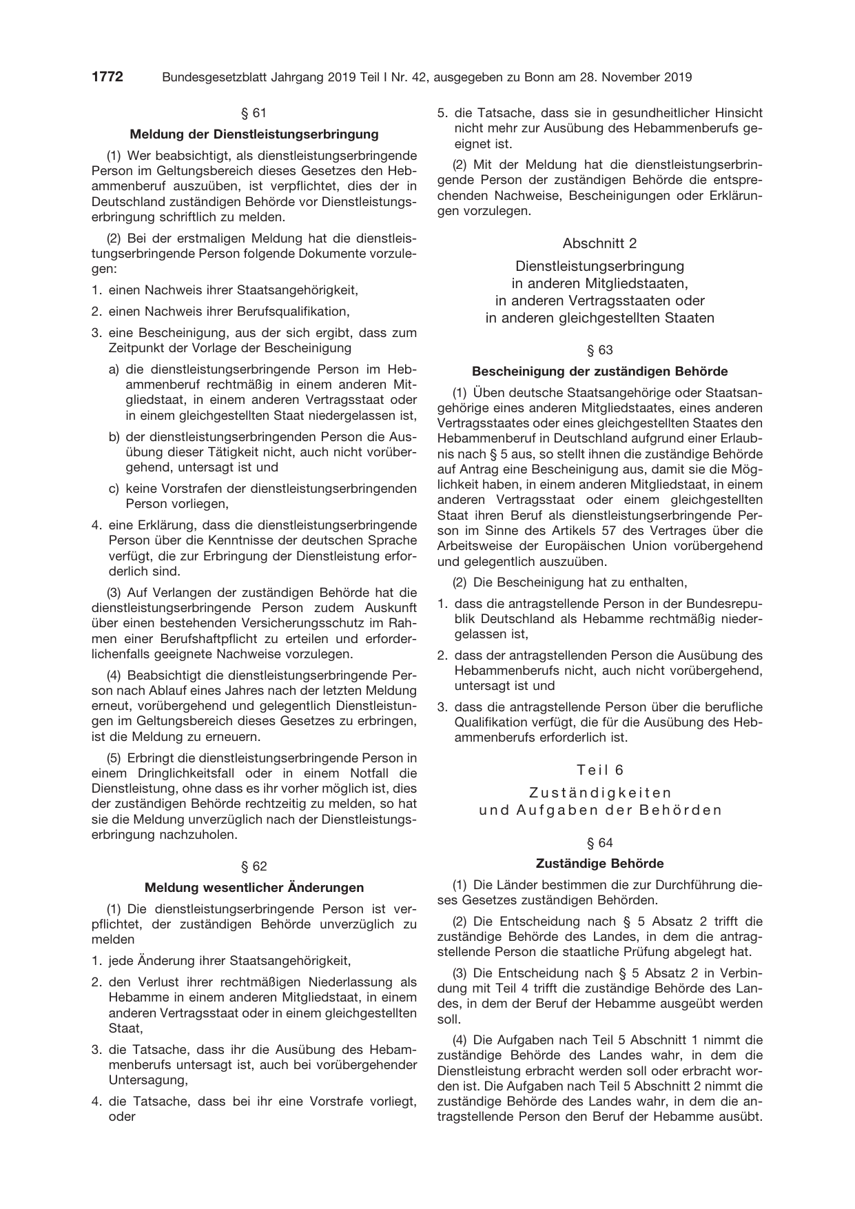 BGBl. 2019, Seite 1772 — Originalseite als Abbildung