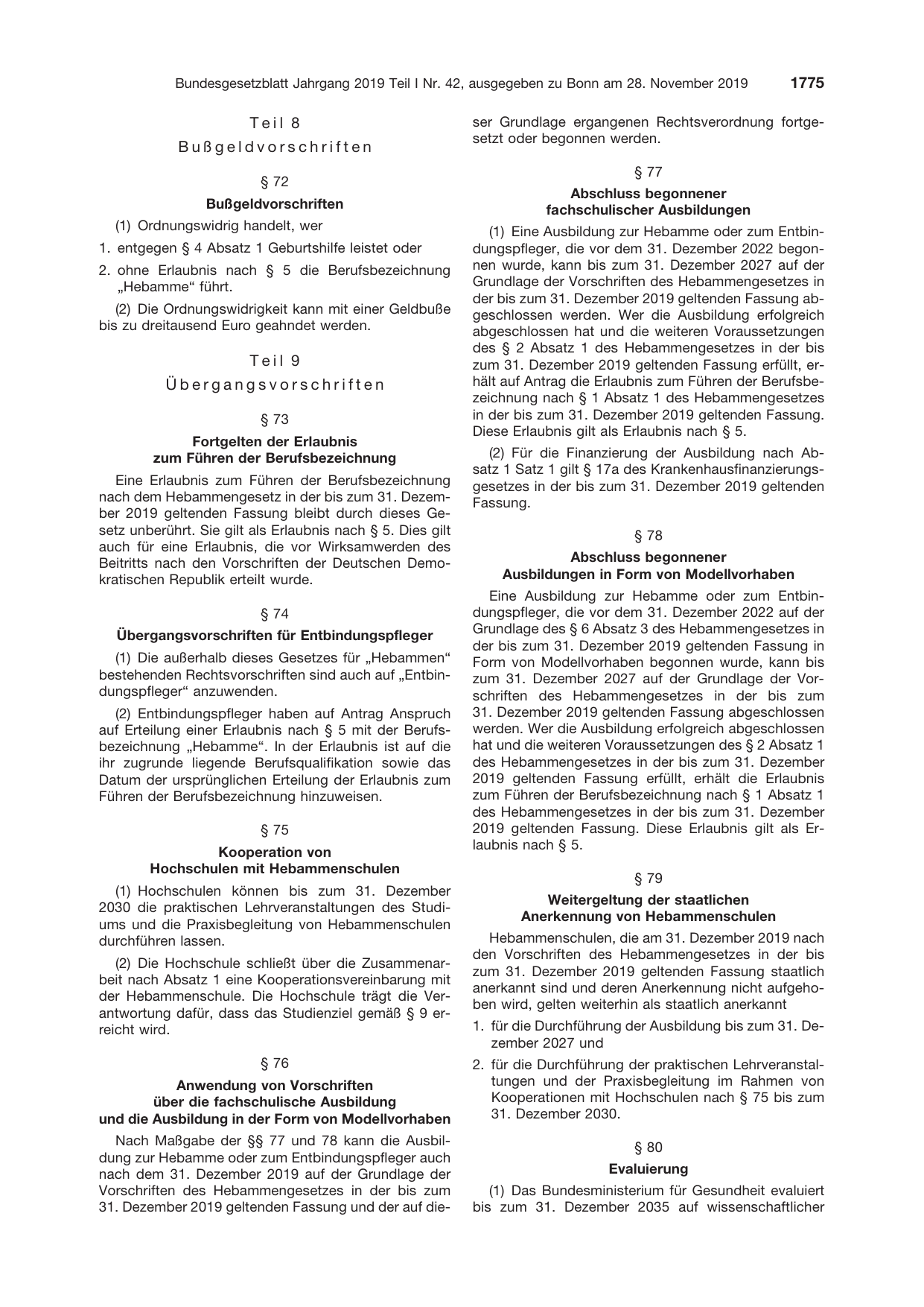 BGBl. 2019, Seite 1775 — Originalseite als Abbildung