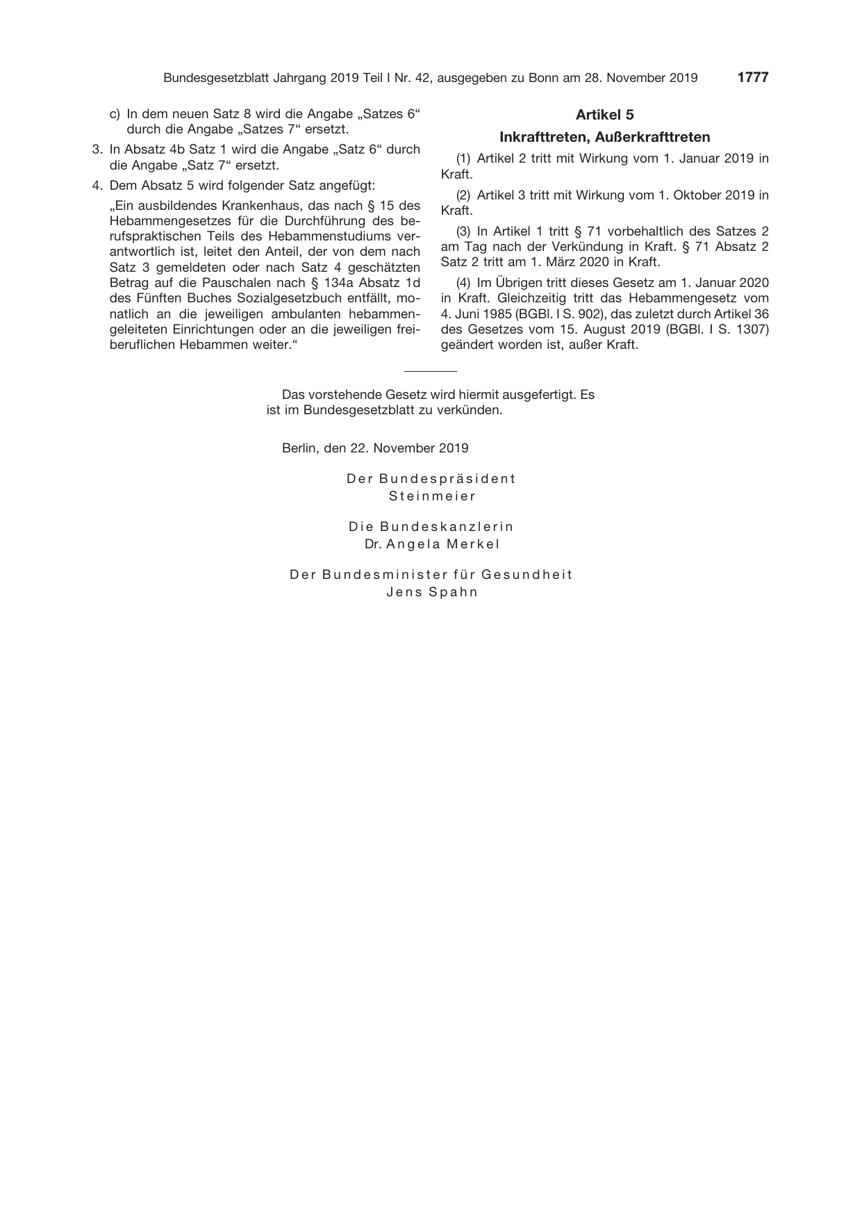 BGBl. 2019, Seite 1777 — Originalseite als Abbildung