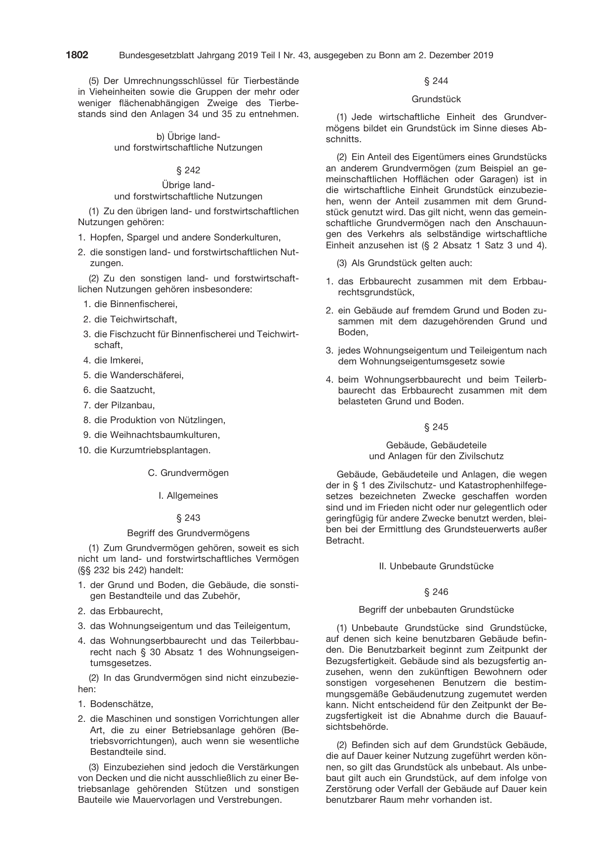 BGBl. 2019, Seite 1802 — Originalseite als Abbildung