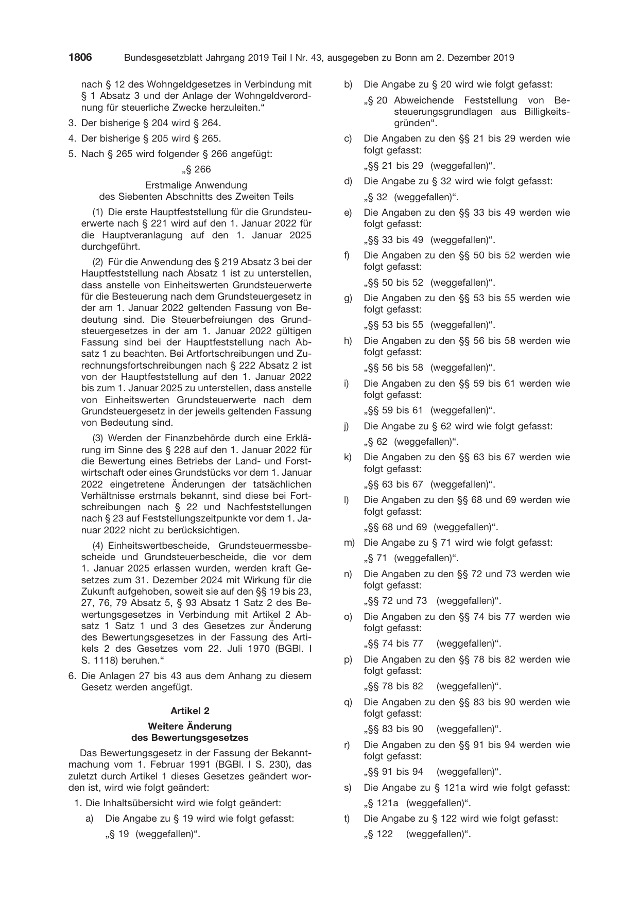 BGBl. 2019, Seite 1806 — Originalseite als Abbildung