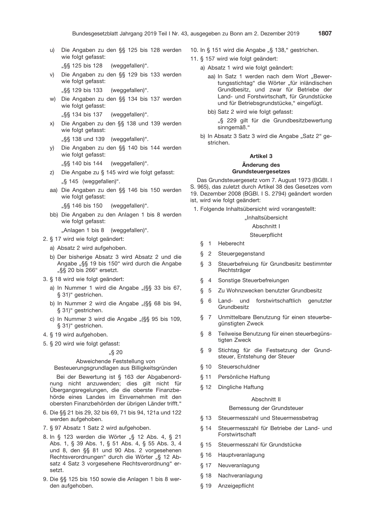 BGBl. 2019, Seite 1807 — Originalseite als Abbildung