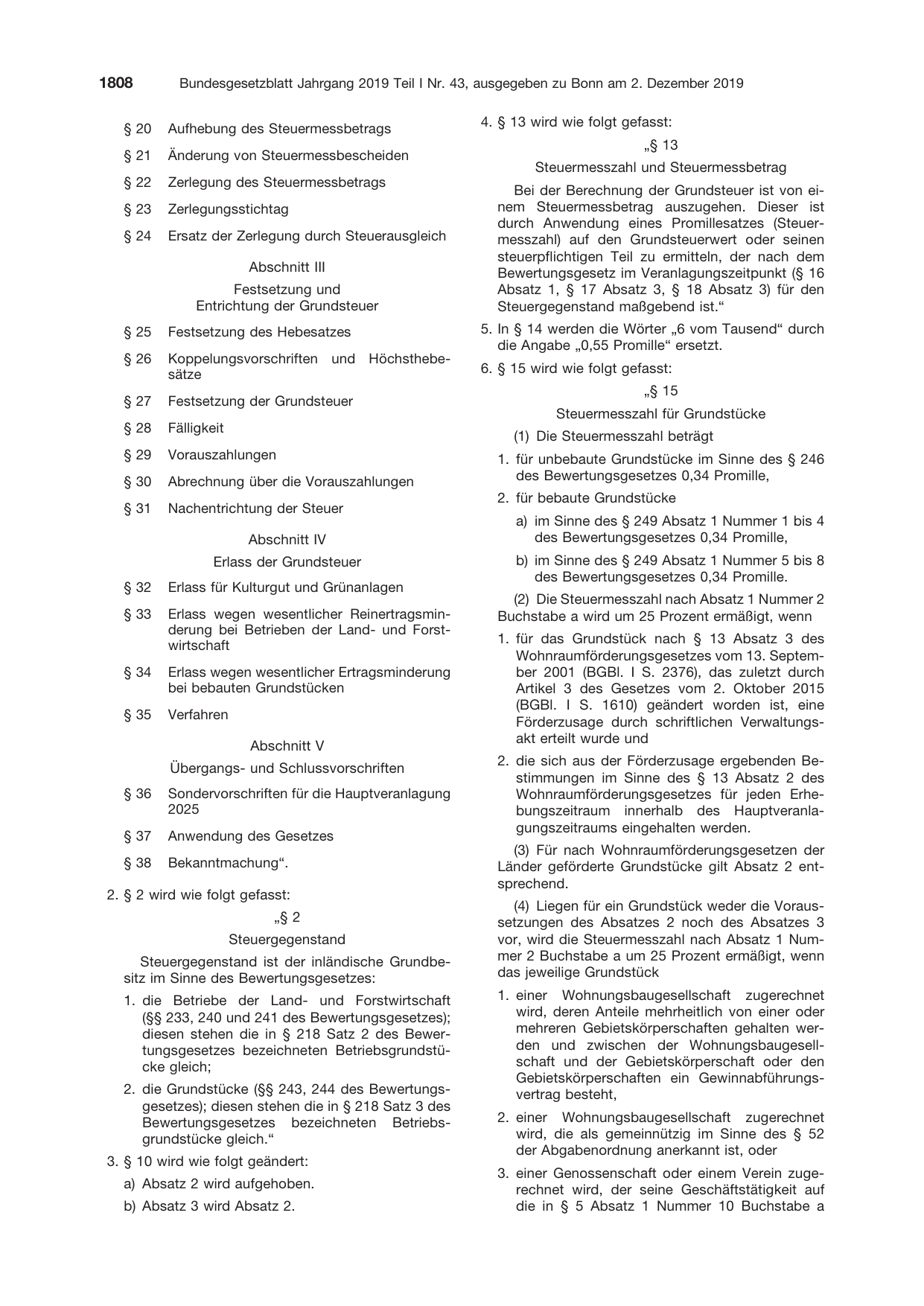 BGBl. 2019, Seite 1808 — Originalseite als Abbildung