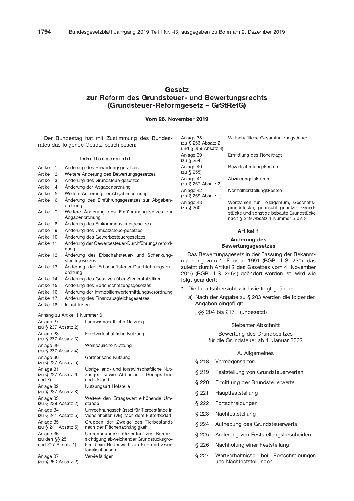BGBl. 2019, Seite 1794 — Originalseite als Abbildung