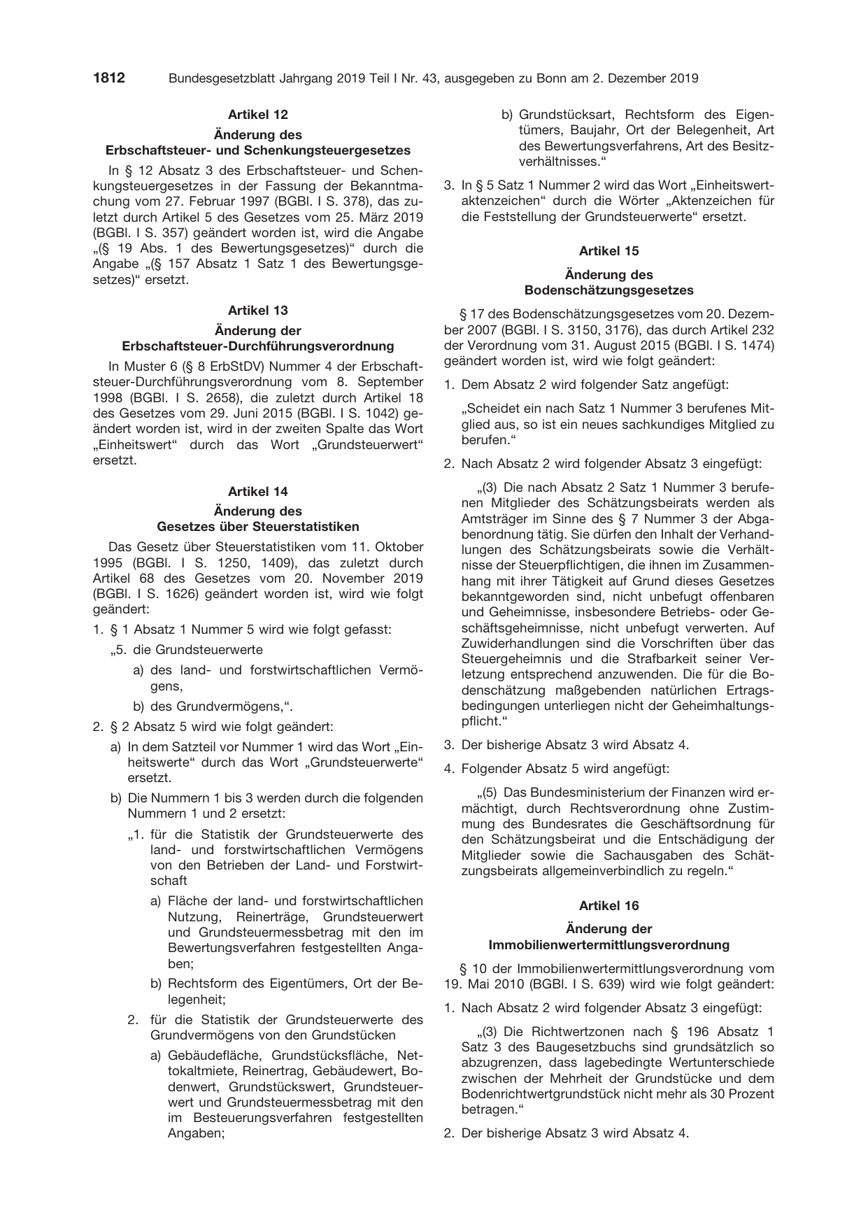 BGBl. 2019, Seite 1812 — Originalseite als Abbildung