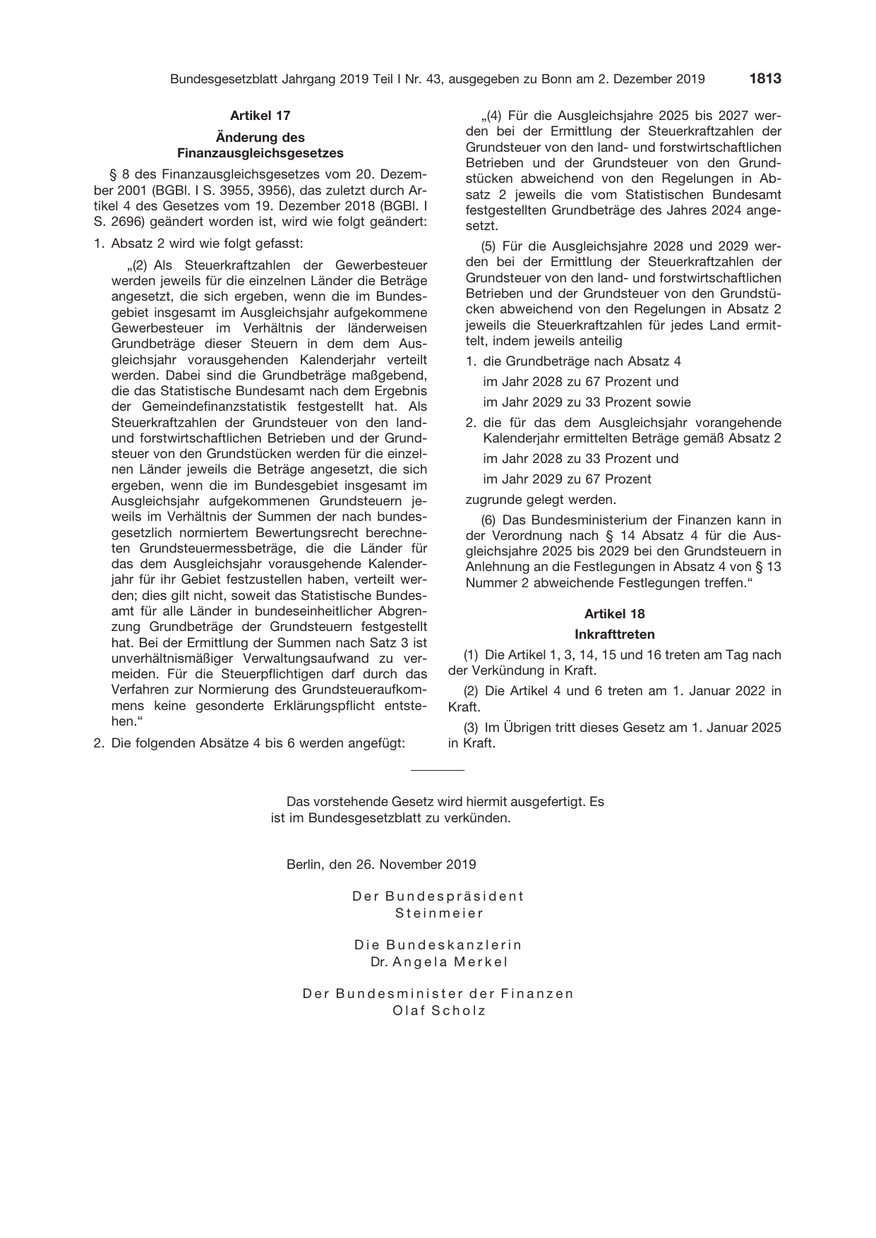 BGBl. 2019, Seite 1813 — Originalseite als Abbildung