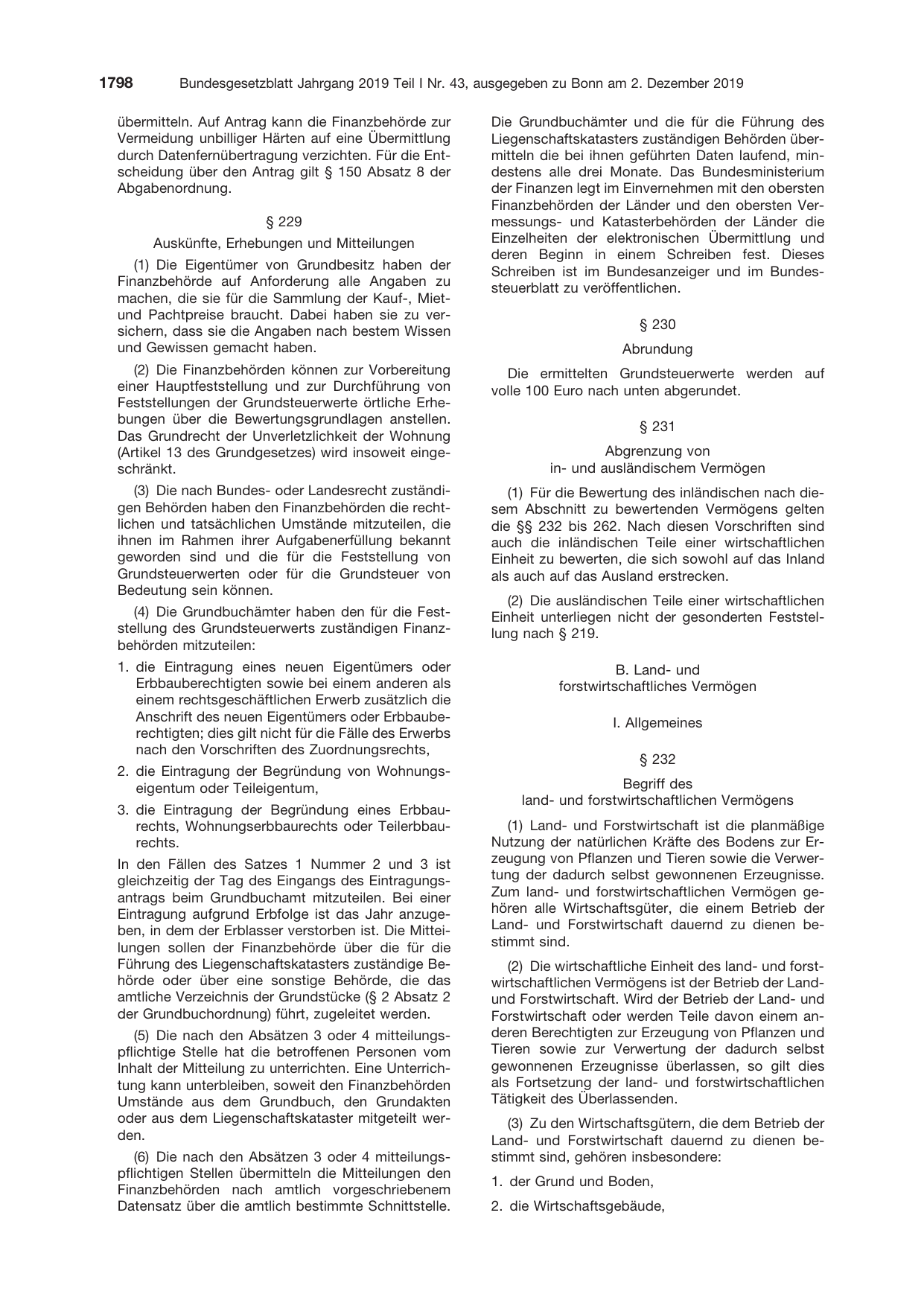 BGBl. 2019, Seite 1798 — Originalseite als Abbildung