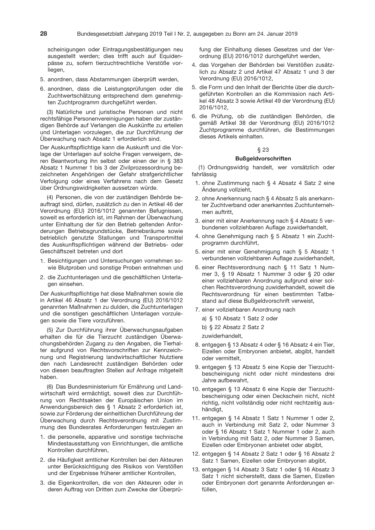 BGBl. 2019, Seite 28 — Originalseite als Abbildung